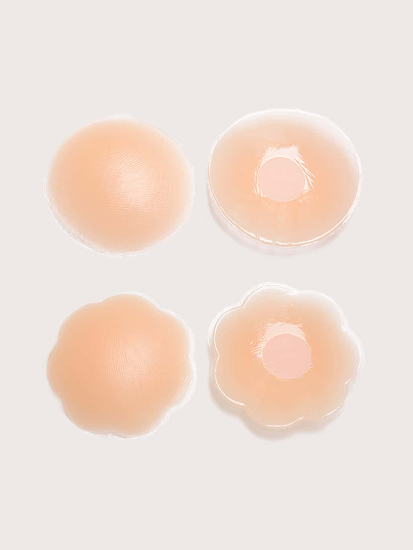 Crystal Vow Nipple Covers Flower & Round Shape 4 PCS For Women, Reusable Nipple Coverings, Nipple Pasties,Suitable For Formal Dresses, Dates, Wedding, Travel,