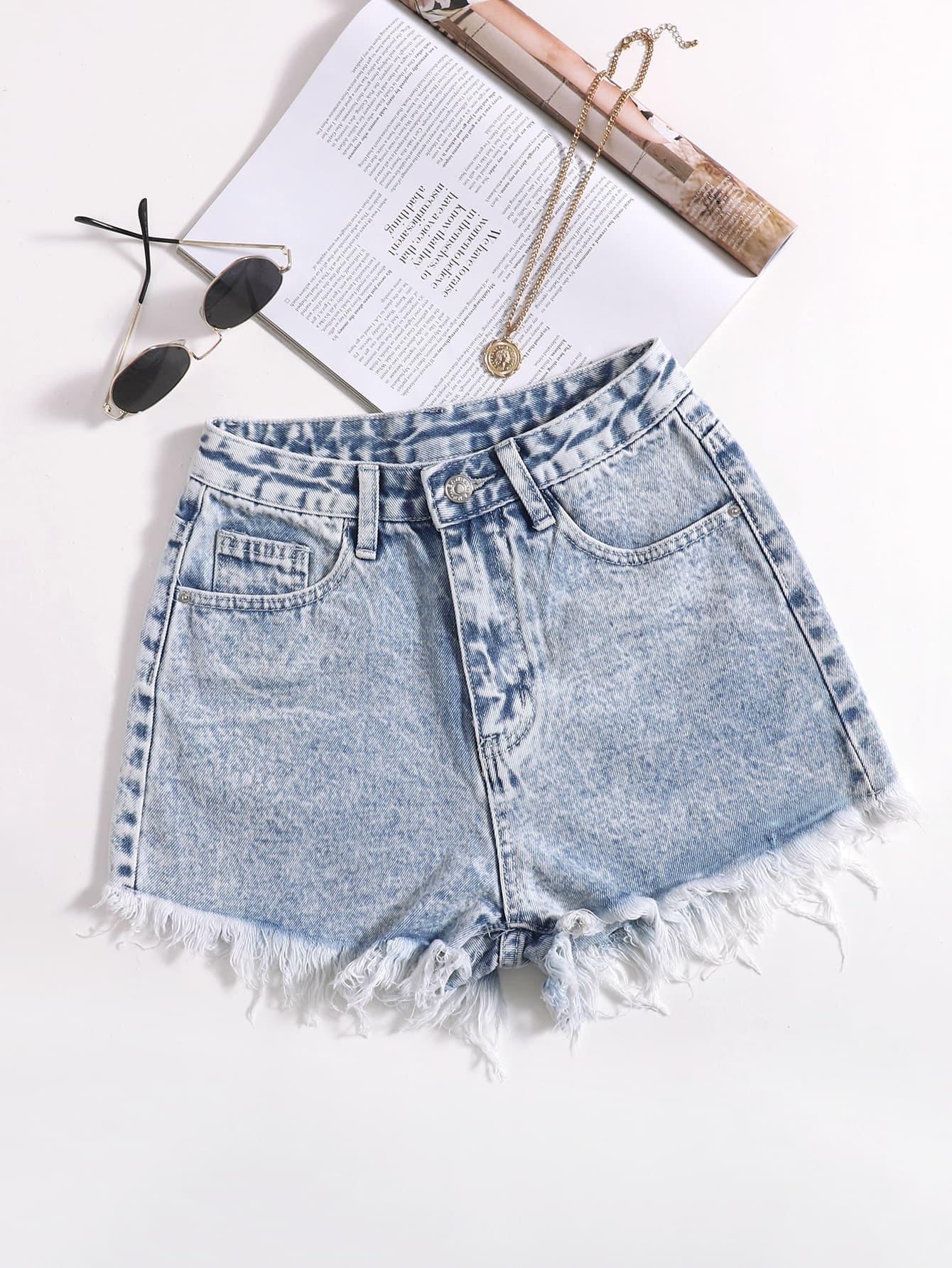 GlowEve Raw Hem Denim Shorts