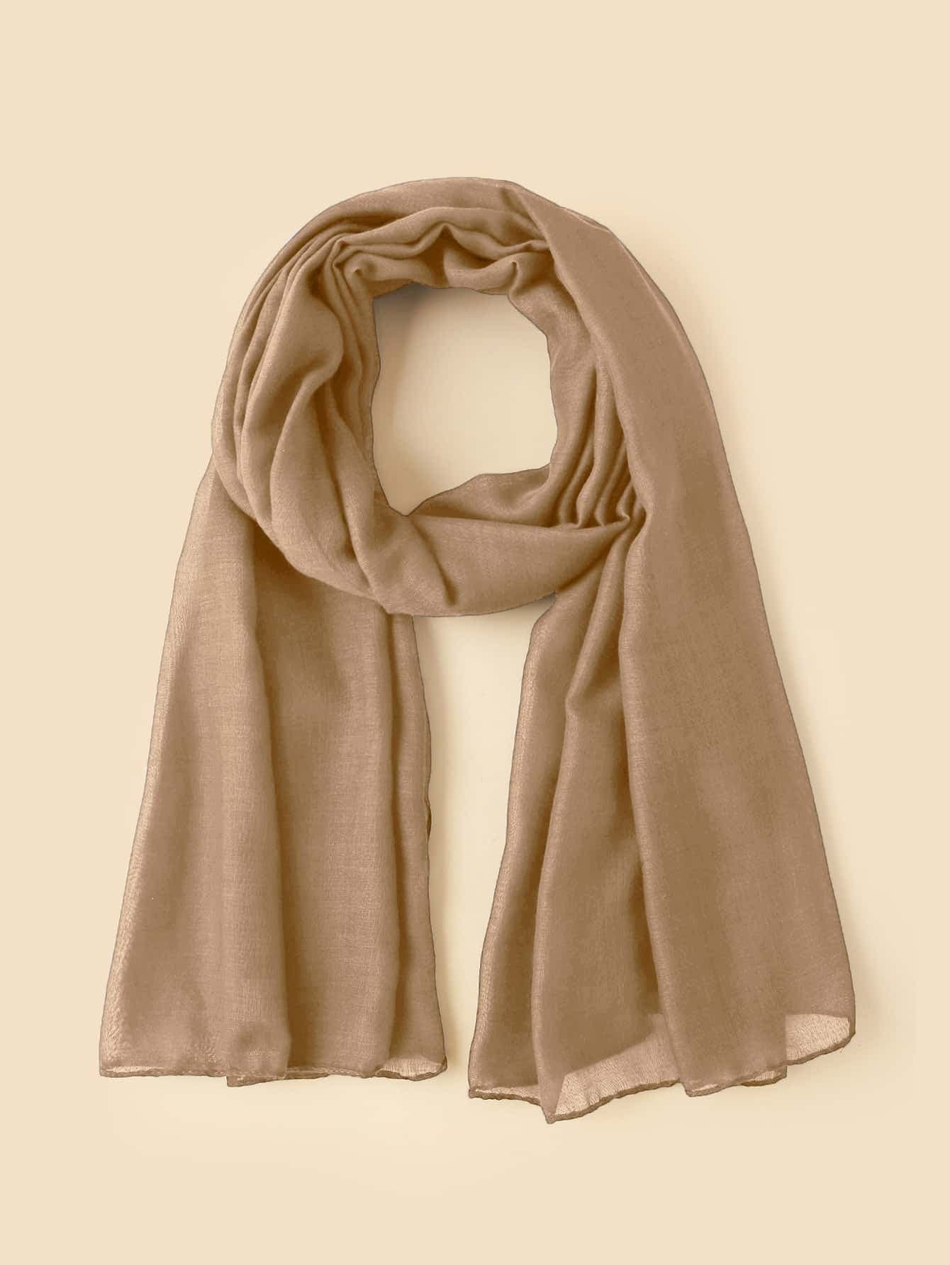 1pc Solid Color Long Scarf, Suitable For Wearing As Hijab/Headcover, Shawl In Mosques