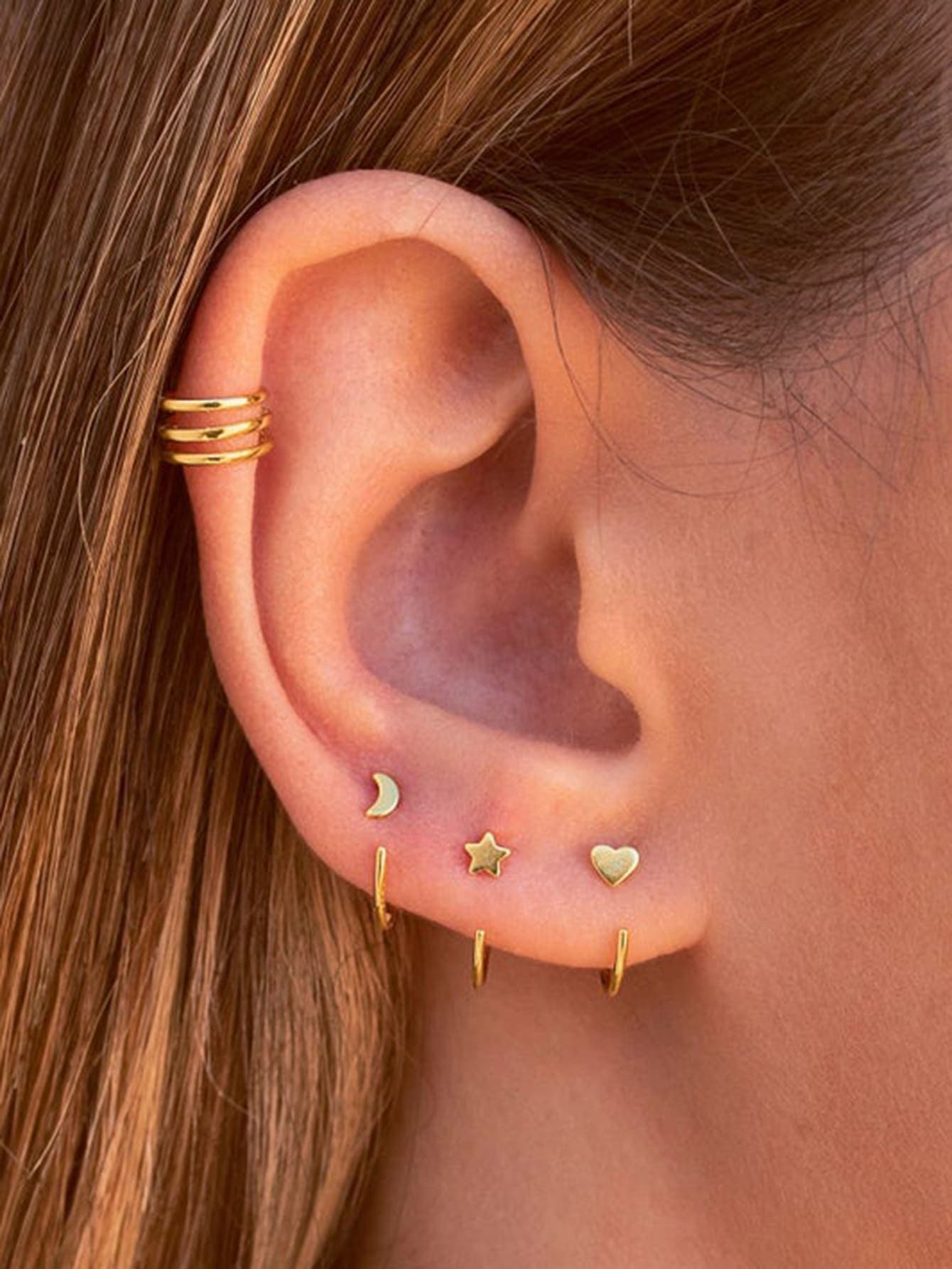 4pcs Moon & Star Decor Earring
