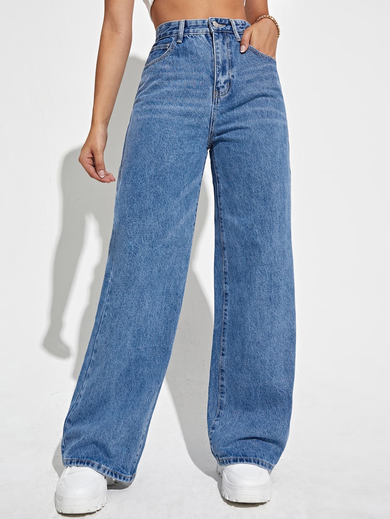 SHEIN EZwear High Waisted Wide Leg Jeans