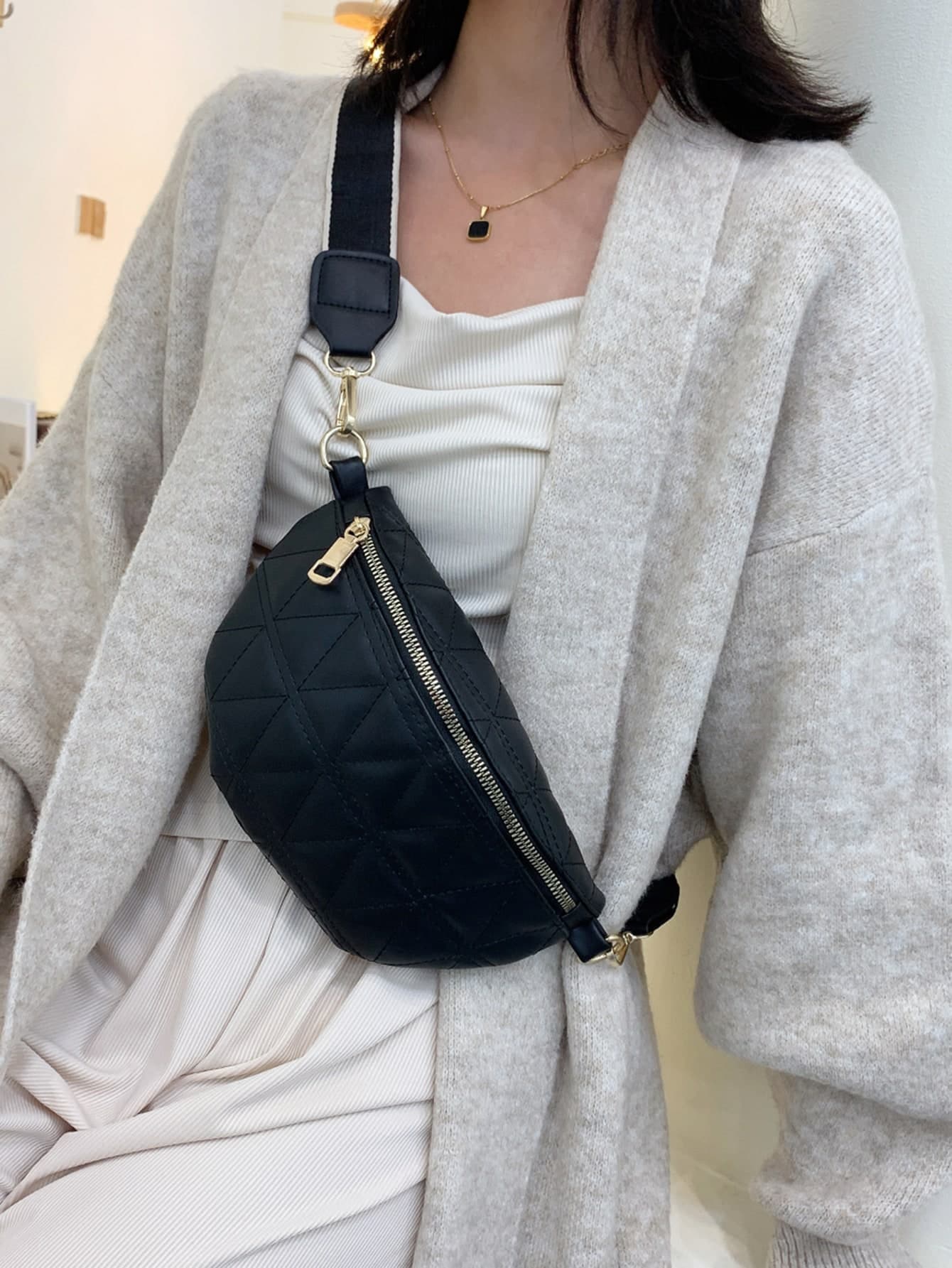 Crossbody Sling Bag Fashion Punk Chest Bag Women's Y2K Waist Purse Fanny Pack Minimalist Quilted Fanny Pack, Western Purse For Women, Bohemia Style Bag For Women , Punk