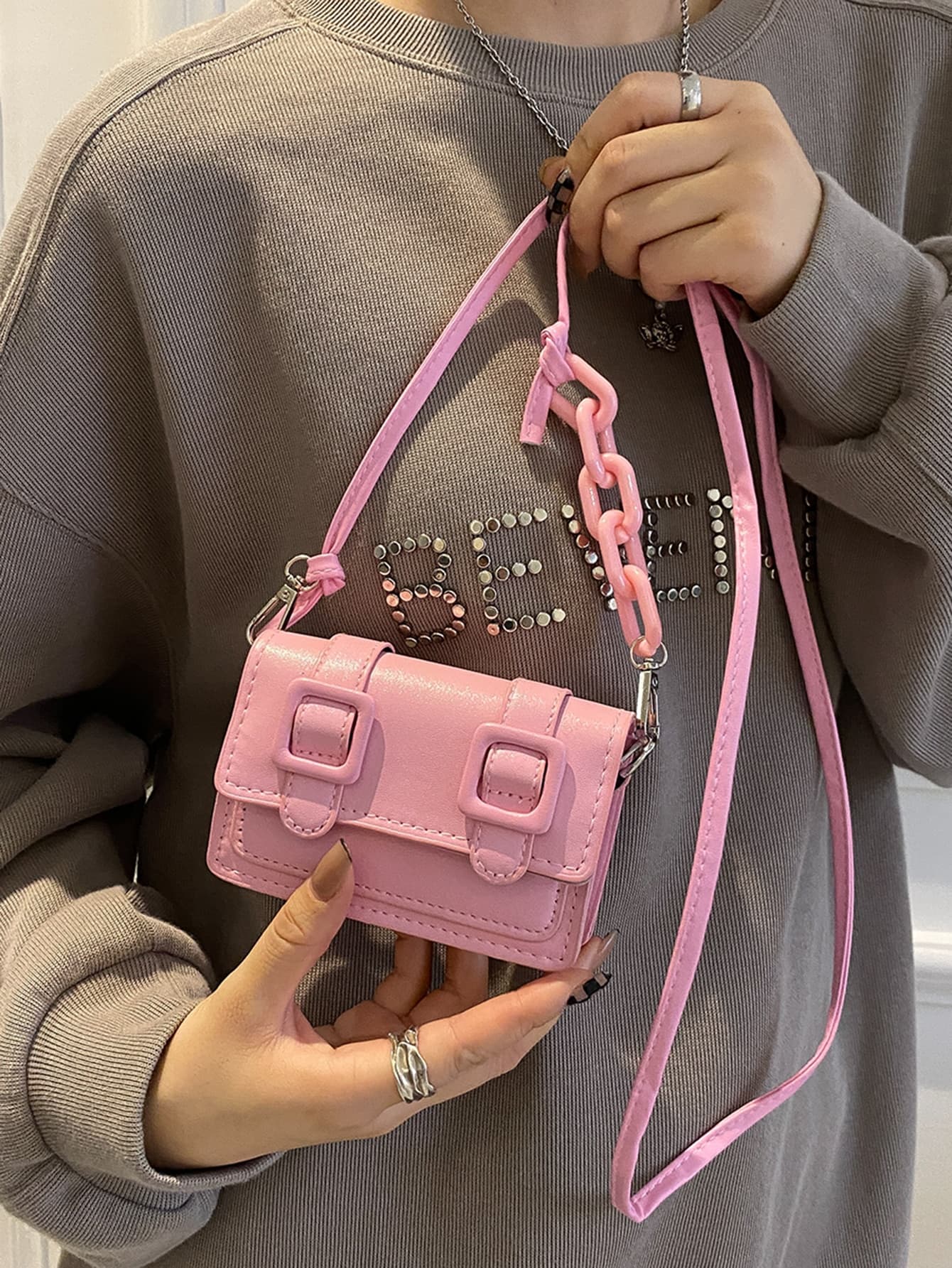 Mini Flap Square Bag pink