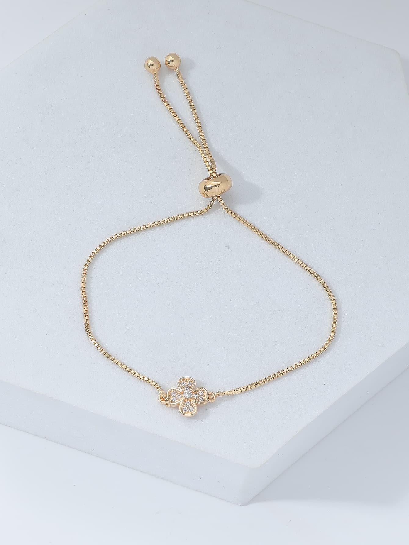Cubic Zirconia Flower Decor Bracelet Valentines,Mom,Mother,Mother's Day,Gift