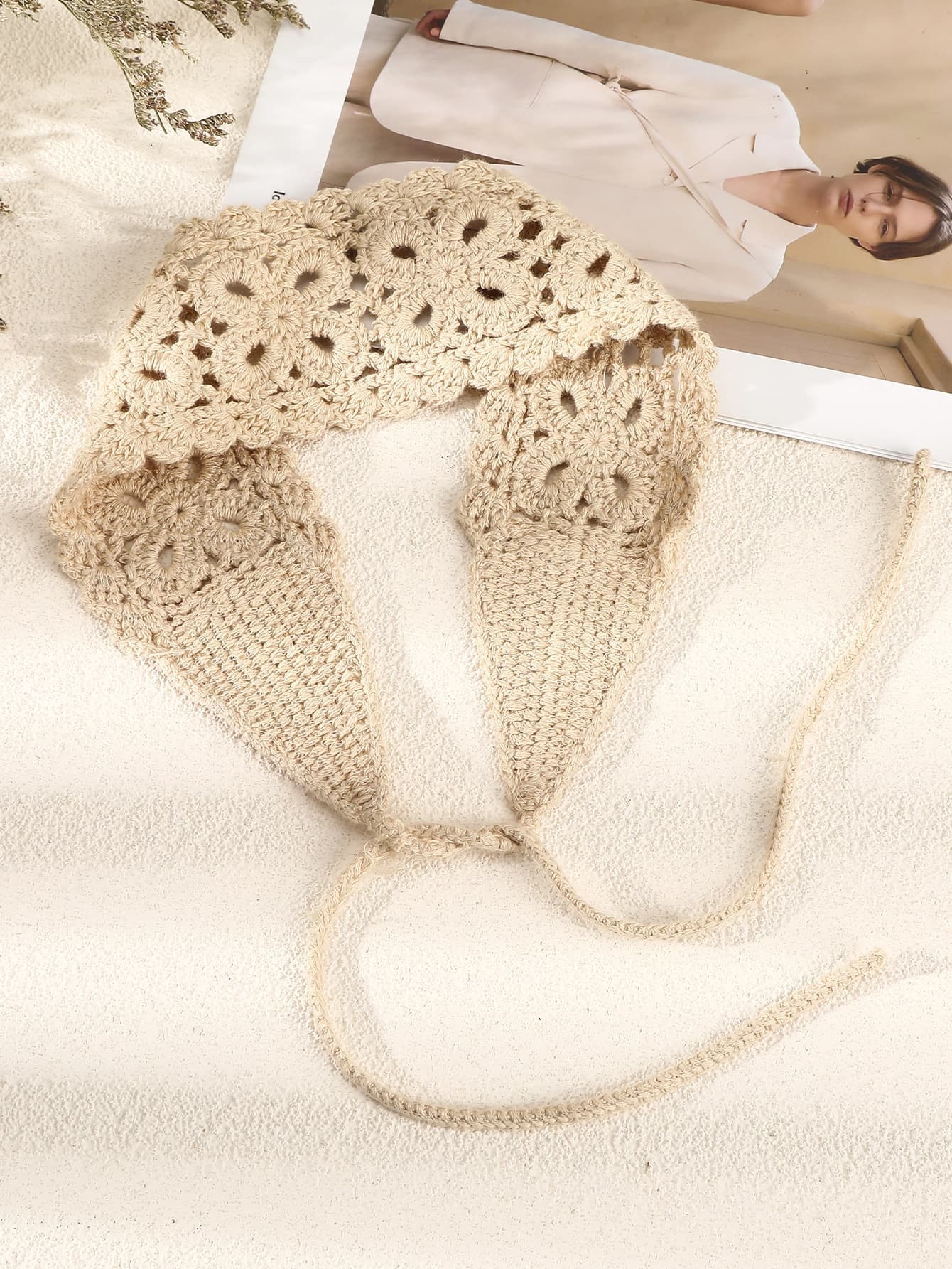 1pc French Rustic Style Solid Knit Hair Band Boho Headband Summer Sweatband Vacation Hair Accessories Scarf Women Bandanas Soft Headwrap Outfits