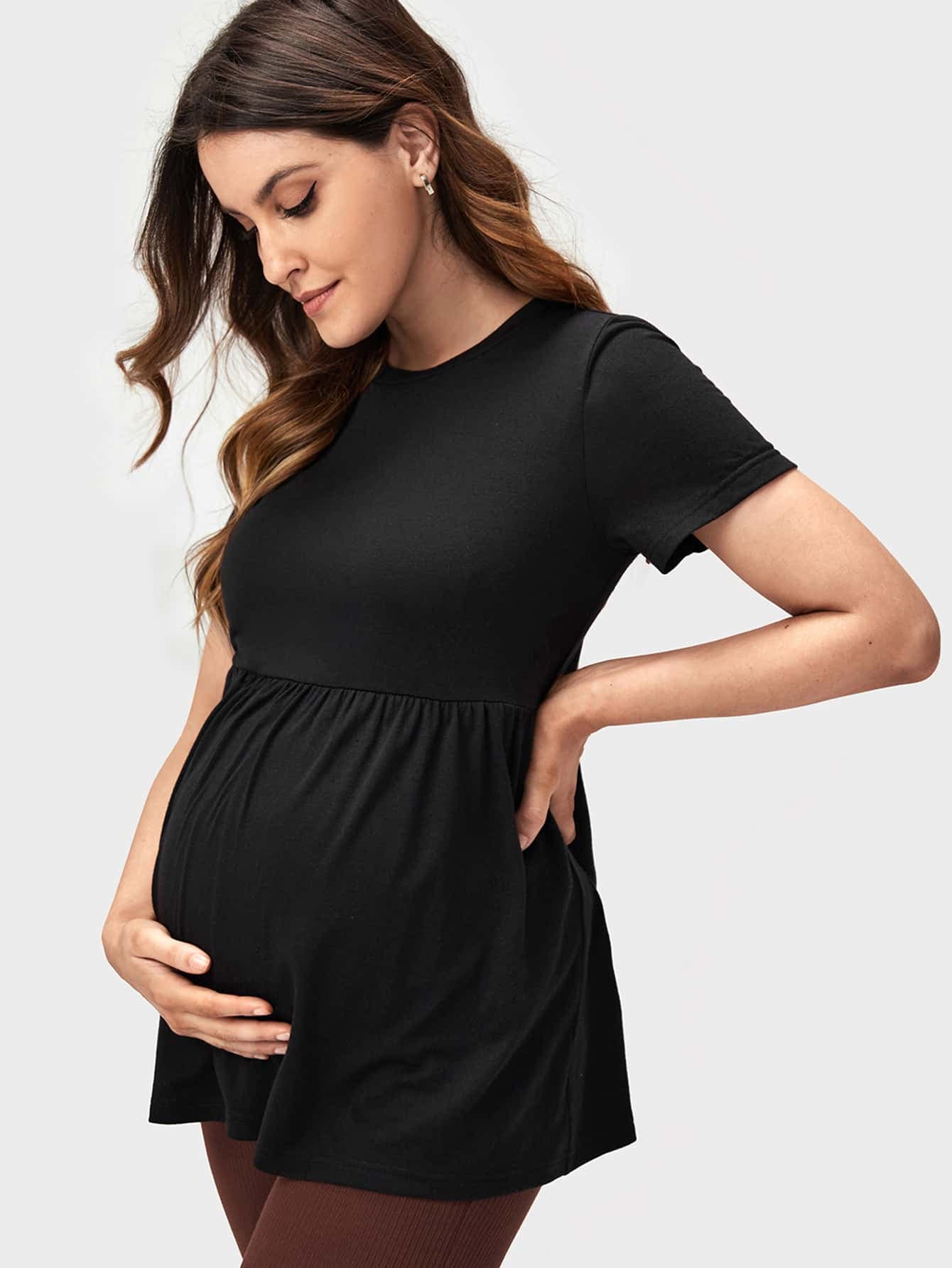 SHEIN Maternity Solid Peplum Top World Cup
