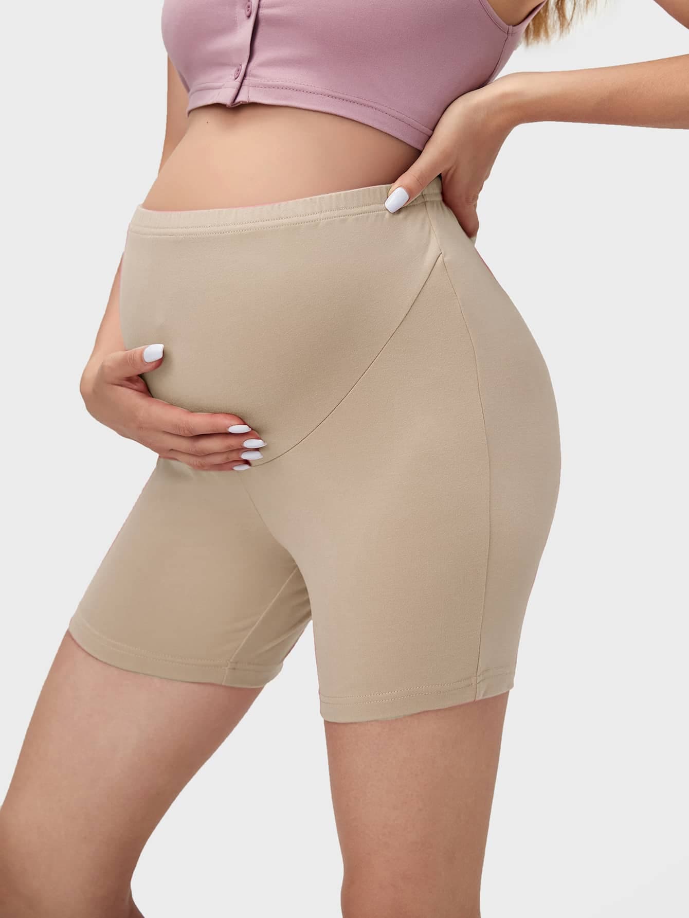 SHEIN Maternity Solid Biker Shorts World Cup