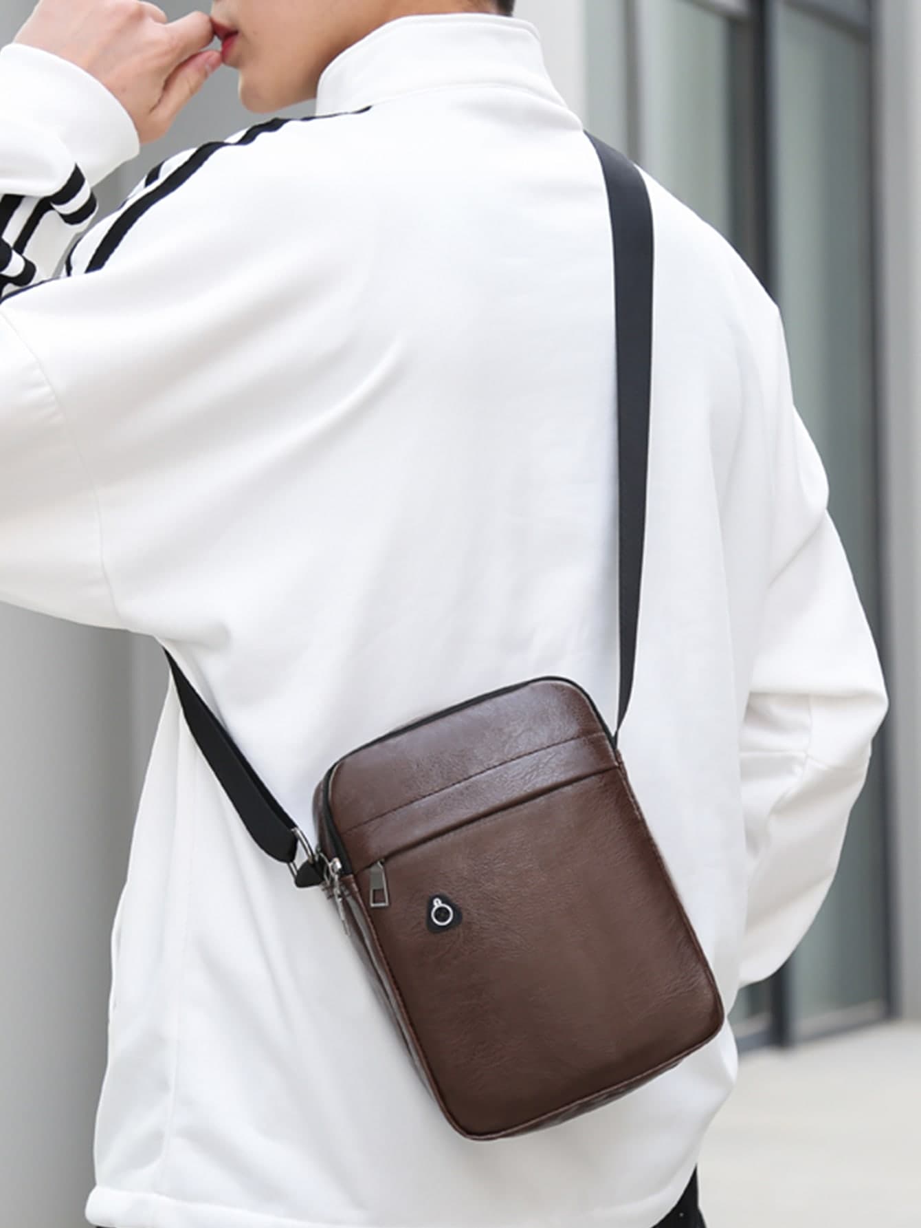 Students Shoulder Bag Mini Men Eyelet Detail Square Bag, Handbag, College, Outdoors, Sports, Commute Leather Bag Waterproof PU Leather Vintage Side Bag For With Adjustable Strap Gifts Classic Satchel Bag Hiking Student Fall Travel Winter Large Capacity Multi-Functional Portable Fashionable Casual Vacation Side Bags Hip Bag Gifts Men Bag Christmas Retro Bag Holiday Essentials Bag Camping Sling Bag Brown Bag Back To School Vintage Gift Bag Pack Cross Body Bag Spring Vintage Bags School Supplies Purse Camera Bag Festival