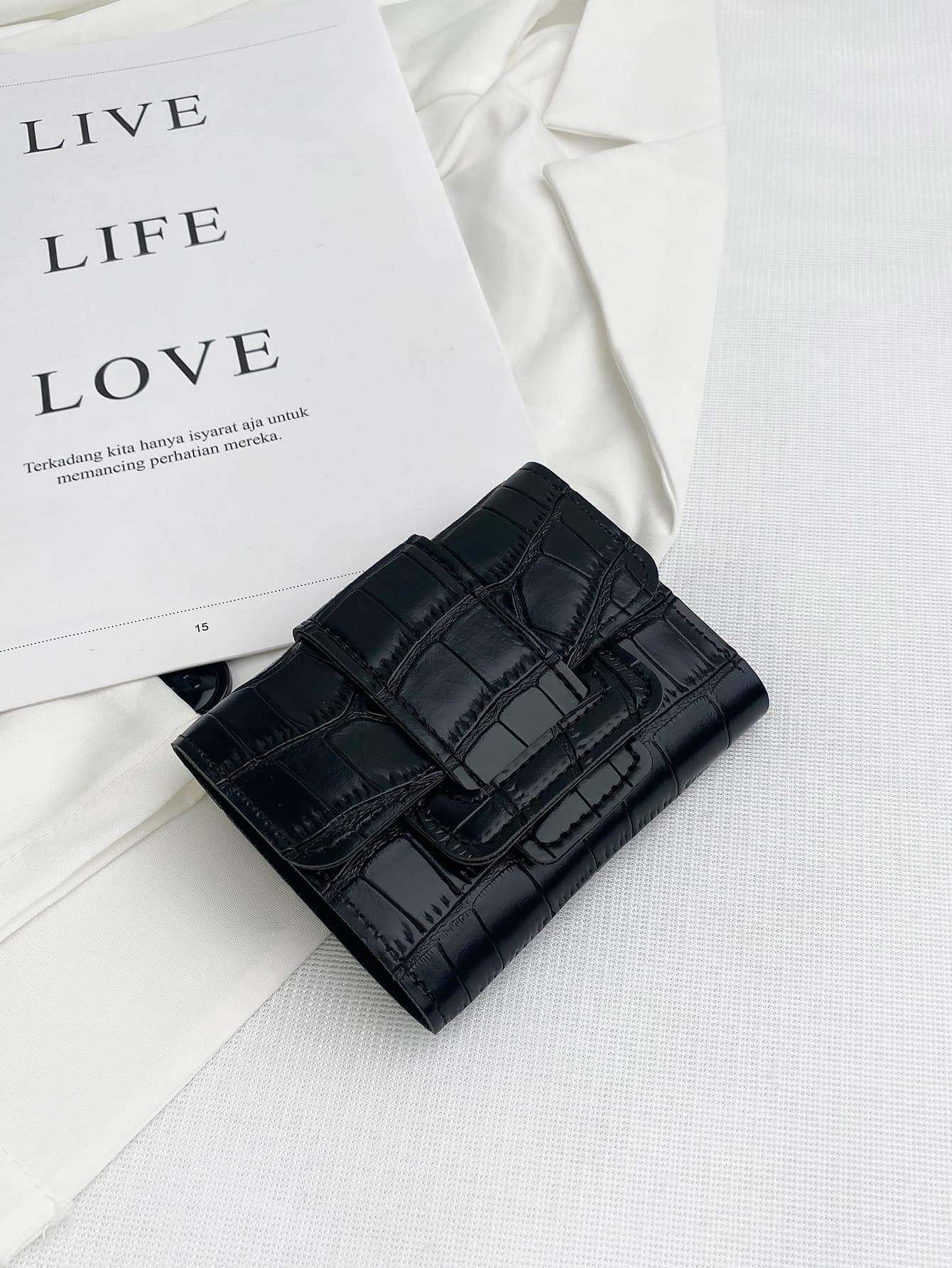 Crocodile Embossed Flap Women Coin Pocket Small ID Window Bifold Women Wallet Pattern Engraved ID Card Portable Minimalist For Birthday Gift For Gift Wallet Wallet Women Teacher Gifts Gift For Girlfriend Women Gifts Present Gifts For Teachers For Women Wallet Purse Wallet Small Wallet