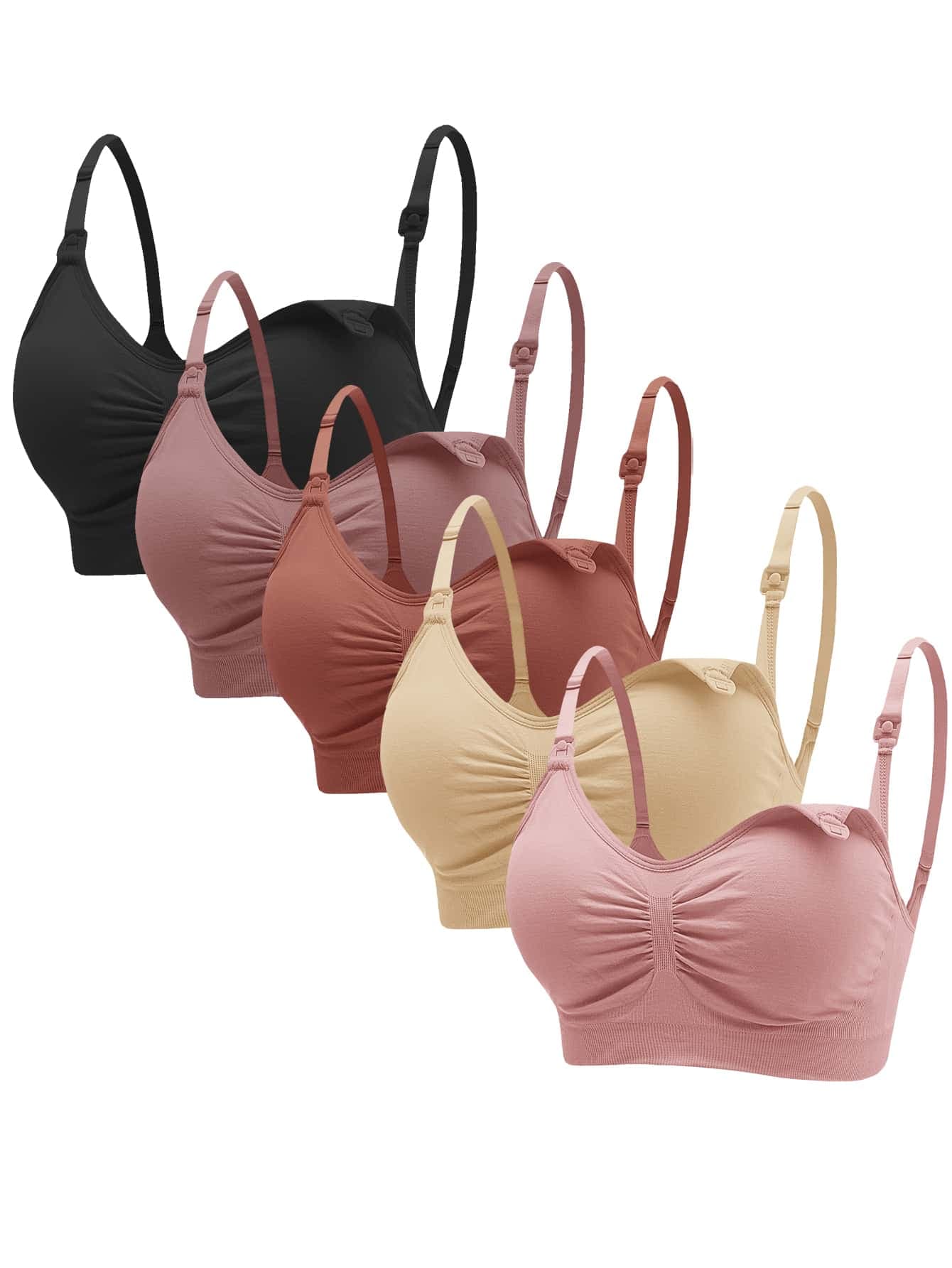 Moonlight&Mama Maternity 5pack Solid Ruched Nursing Bra For Mother