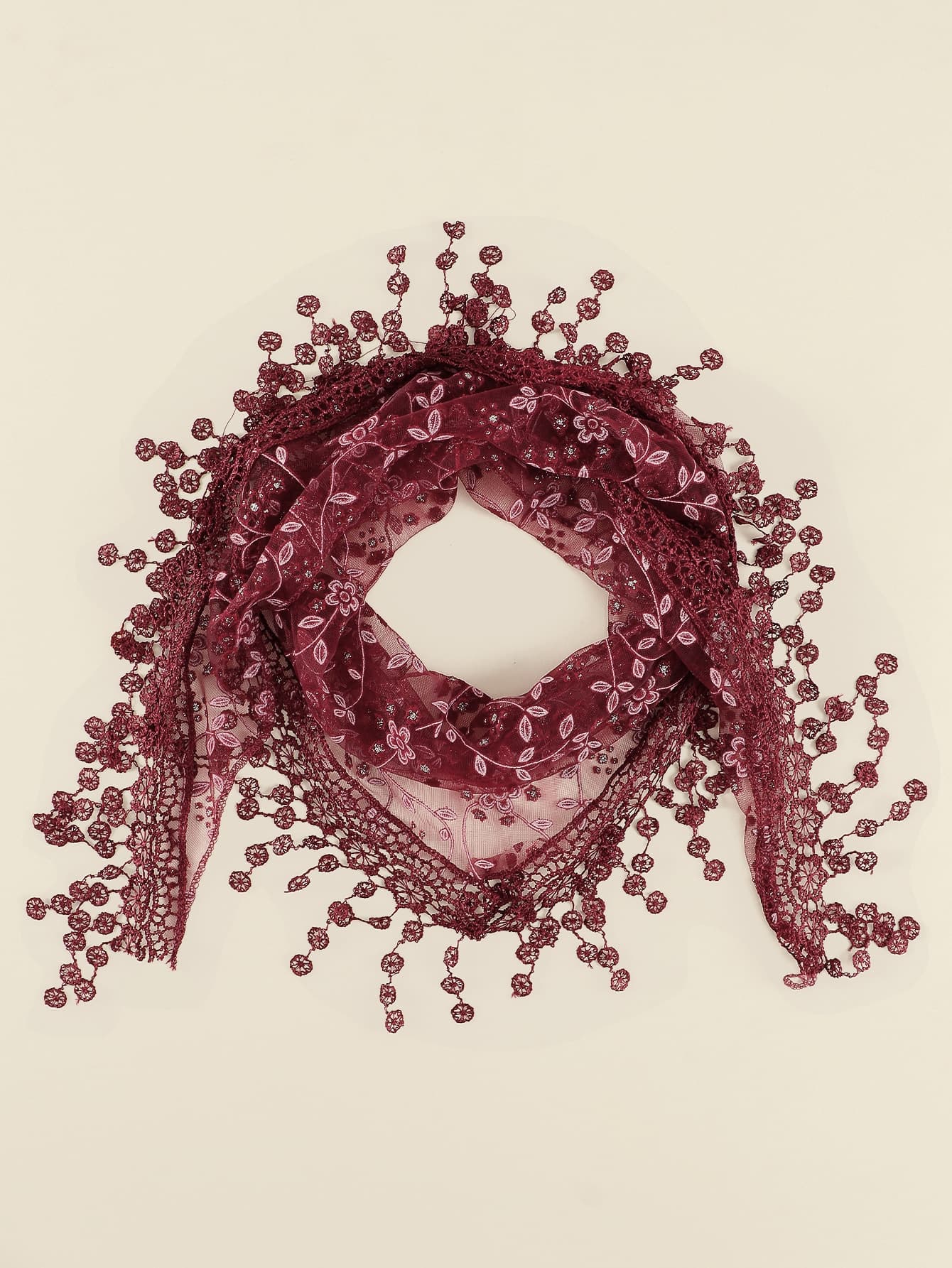 1pc Women's Fashionable Ditsy Floral Print Scarf With Lace Trim, Bandana Boho Bandana,Hair Band,Head Band Ideal For Dressing Up Your Look