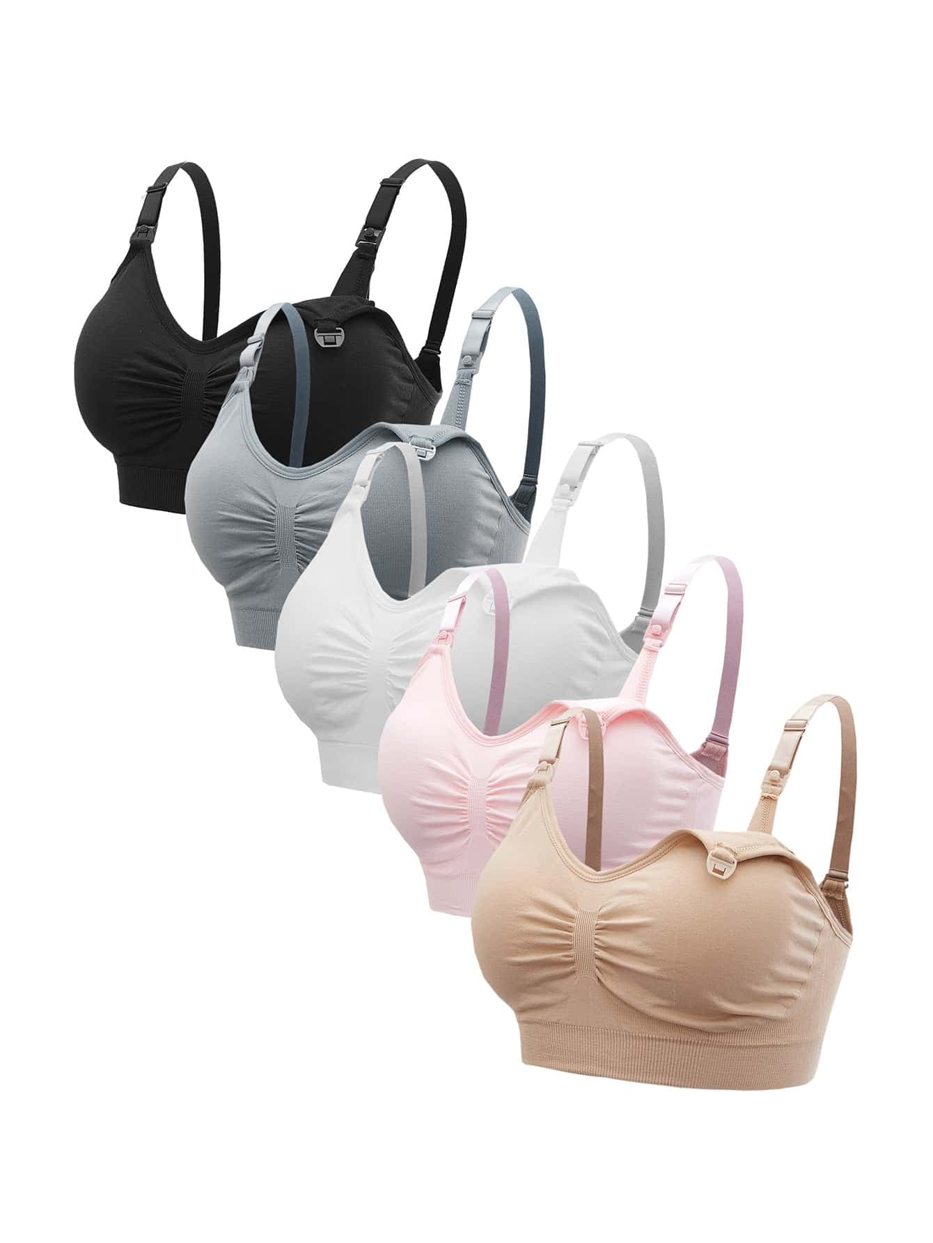 Moonlight&Mama Maternity 5pack Solid Ruched Nursing Bra For Mother
