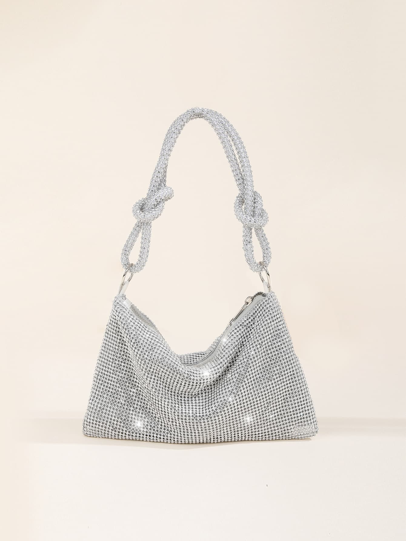 Lightweight, Business Casual Rhinestone Decor Bucket Bag Mini Drawstring Design, Clear Bag Faux Pearl Bag Evening Bag, Dinner Bag Glamorous, Elegant, Exquisite, Quiet Luxury Rhinestone For Party Girl, Woman, Bride Perfect For Party, Dinner/Banquet Christmas Party Dress, Perfectly Matching With Bridal Party, Best Choice Elegant Bag For Bridal Shower ,Wedding