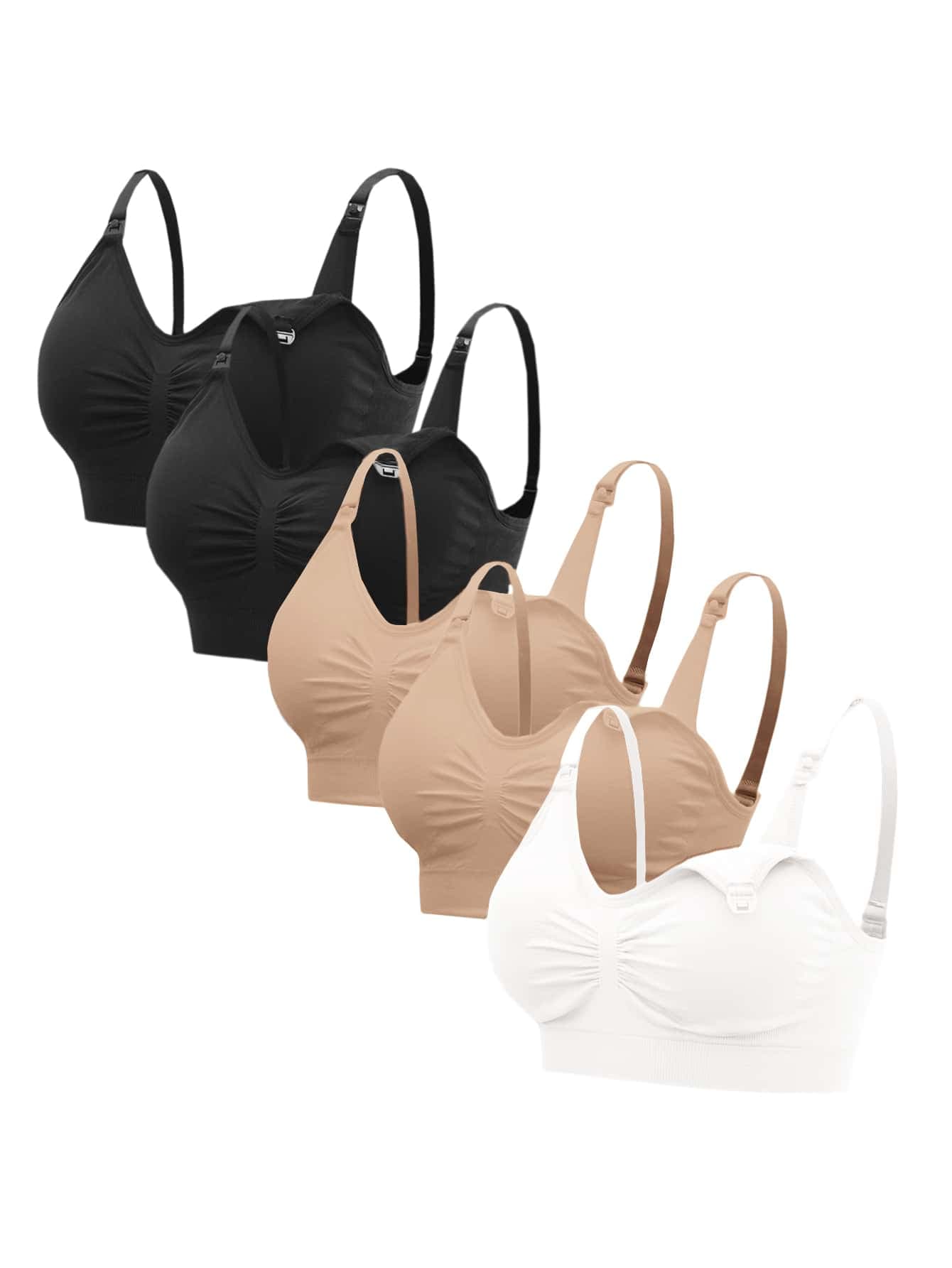 Moonlight&Mama Maternity 5pack Solid Ruched Nursing Bra For Mother