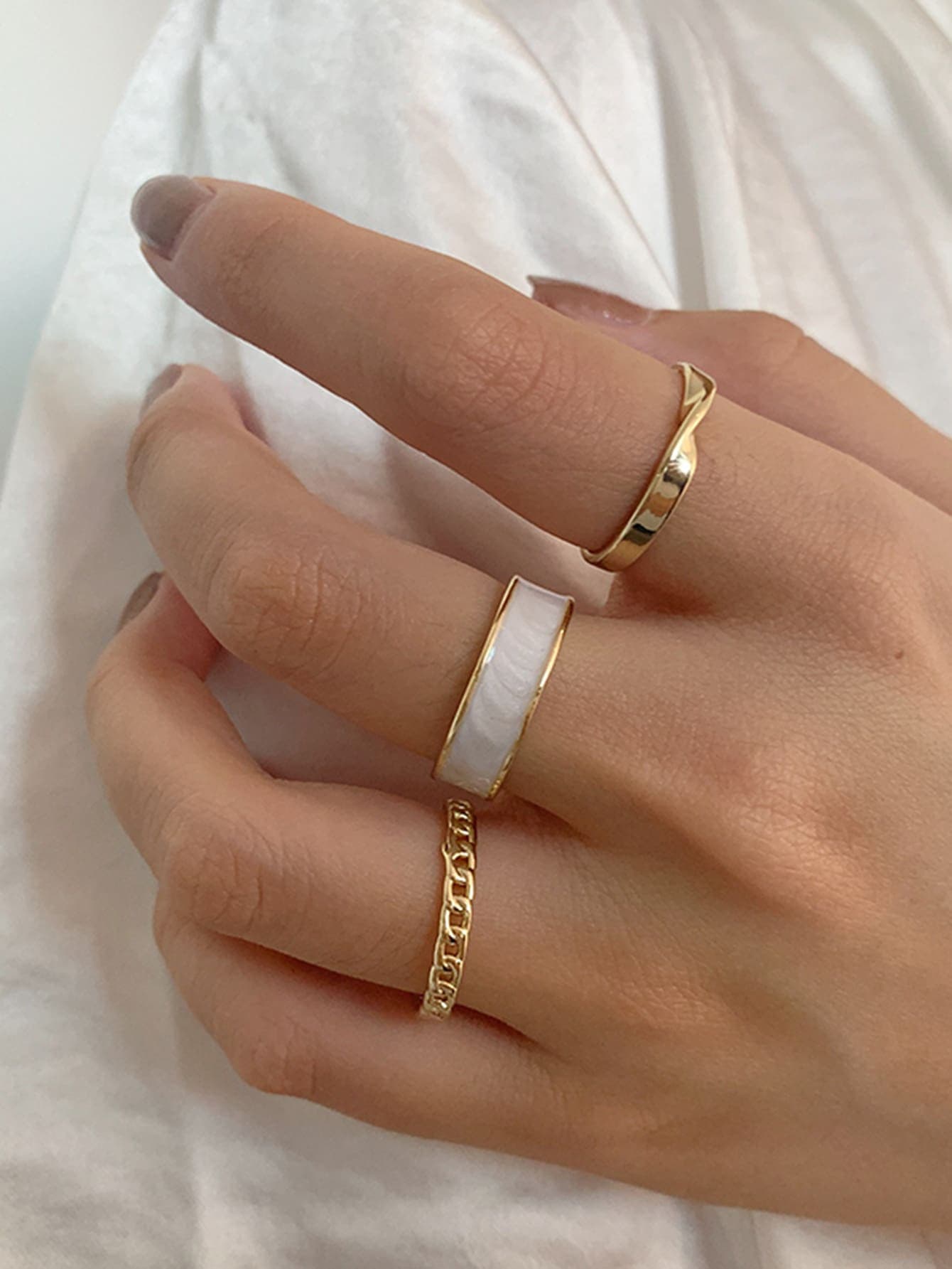 RINTOLER 3pcs Set Fashionable Luxury Niche Design Alloy Open Ring, Personalized Gift For Girlfriend (Non-Adjustable, One Size)