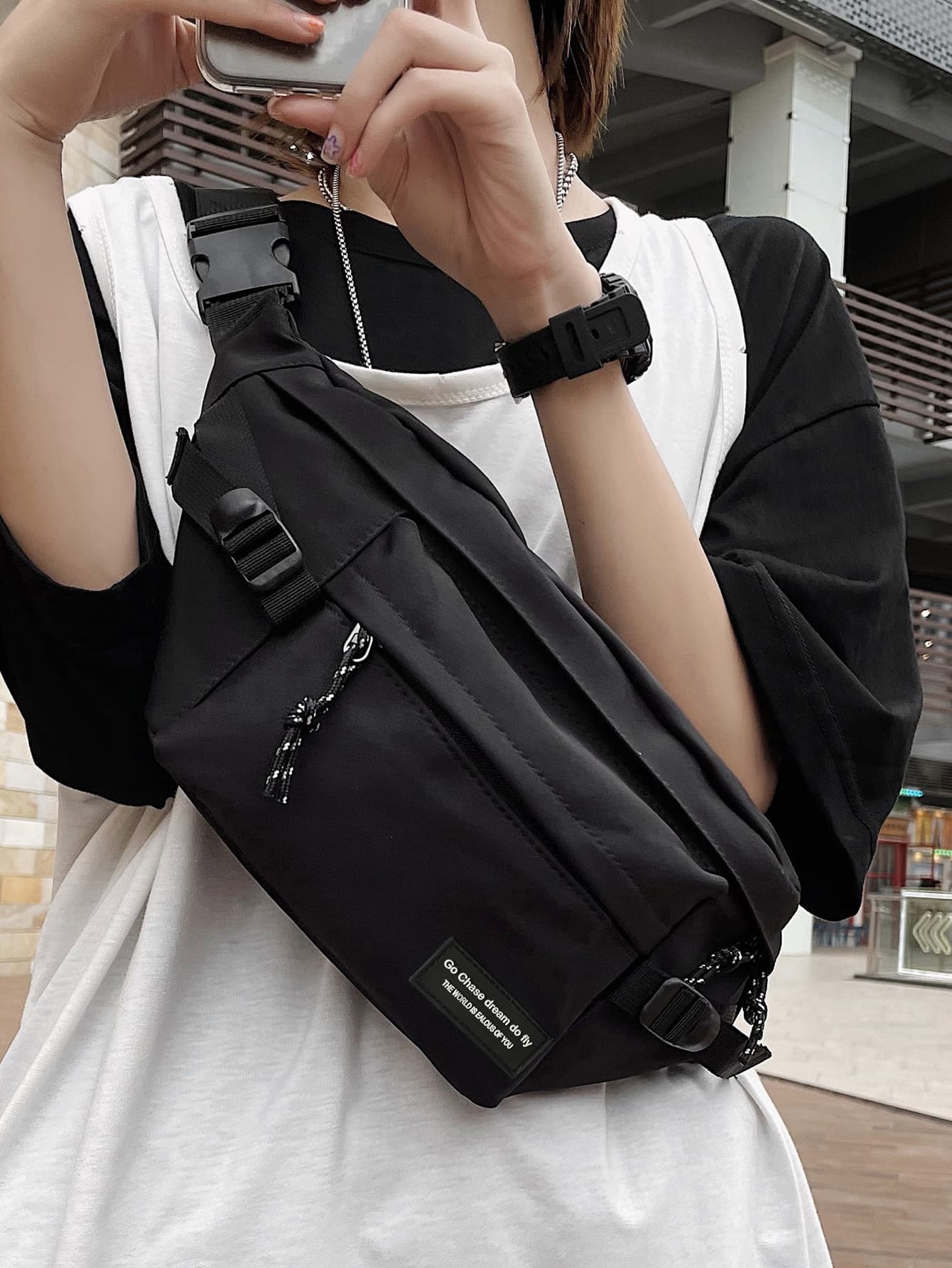 Lightweight,Business Casual Letter Graphic Waist Bag For Teen Girls Women College Students,Rookies & White-Collar Workers Perfect For Office,College,Work ,Business,Commute,Outdoors, Travel, Outings, Preppy Bum Bag For The First Day Of School