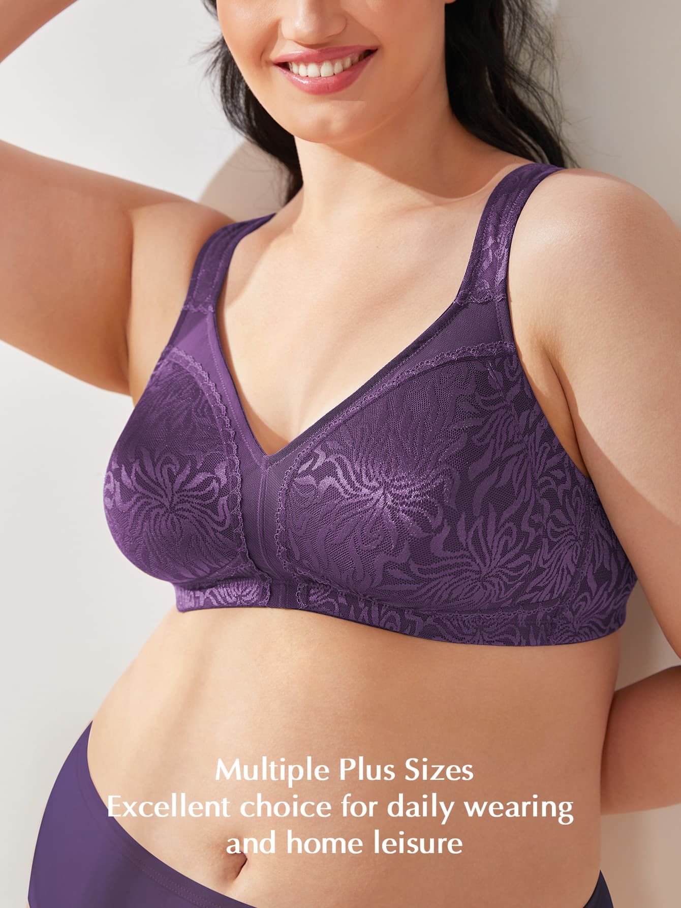 Plus Size Wireless Soft Cup Bra For Women - Comfortable, Wide Straps, Unpadded Full Coverage Bra, Ideal For Everyday Wear