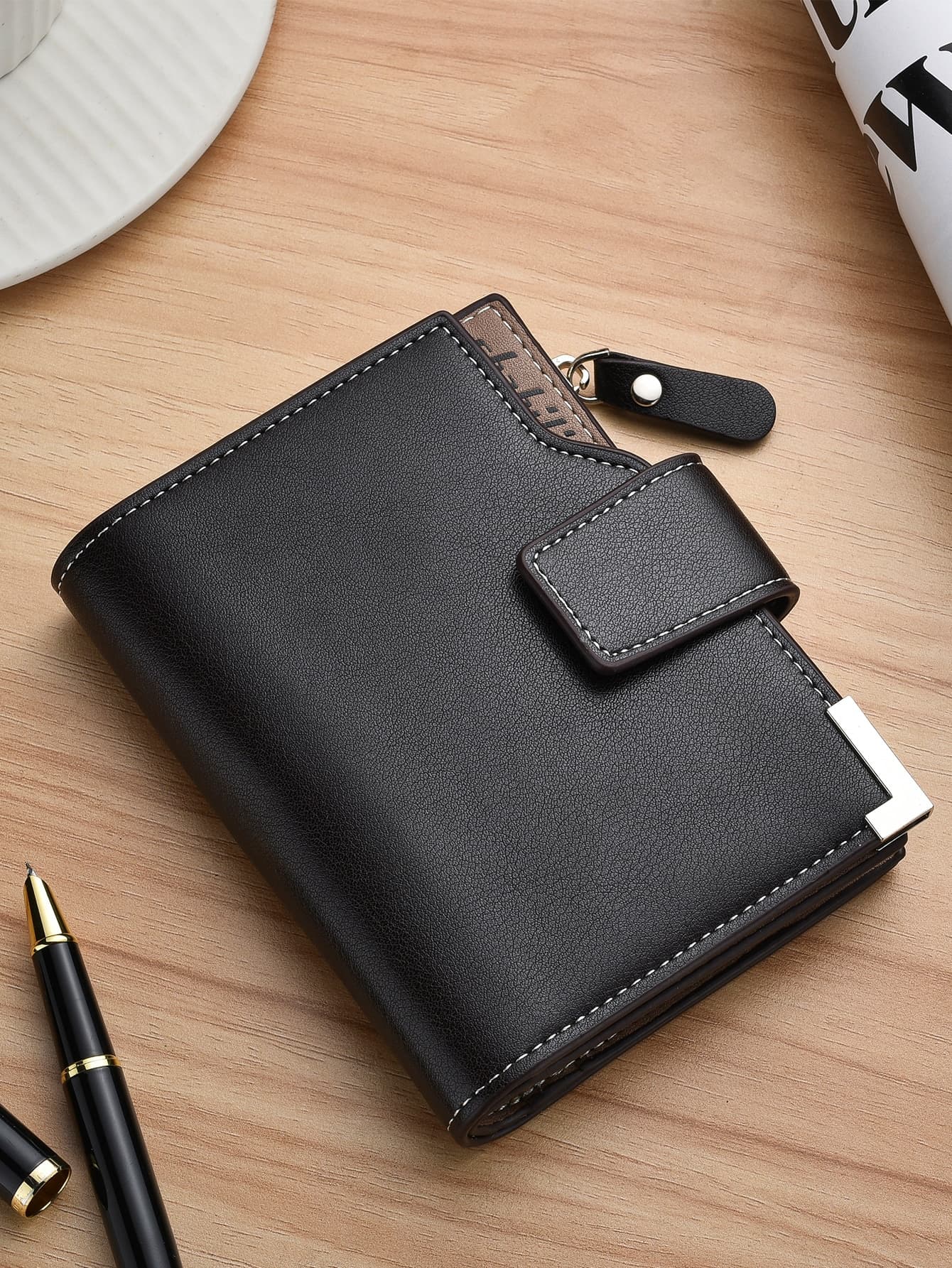 SHABILI Short Men's Wallet Fashion New Ultra-Thin Card Holder Multi-Slot Youth Snap Vertical Business Soft Wallet