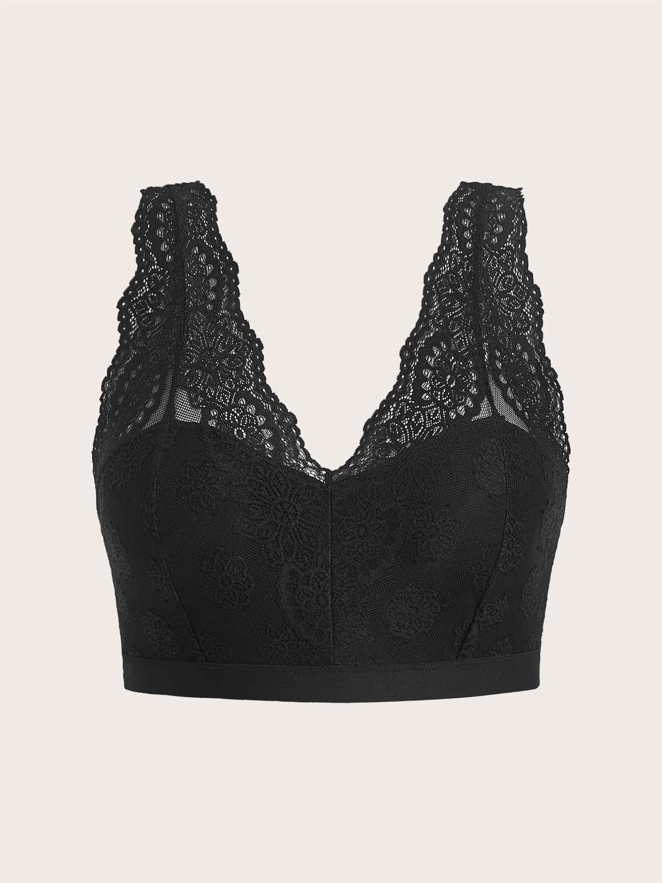 SHEIN Plus Floral Lace Bralette Lingerie