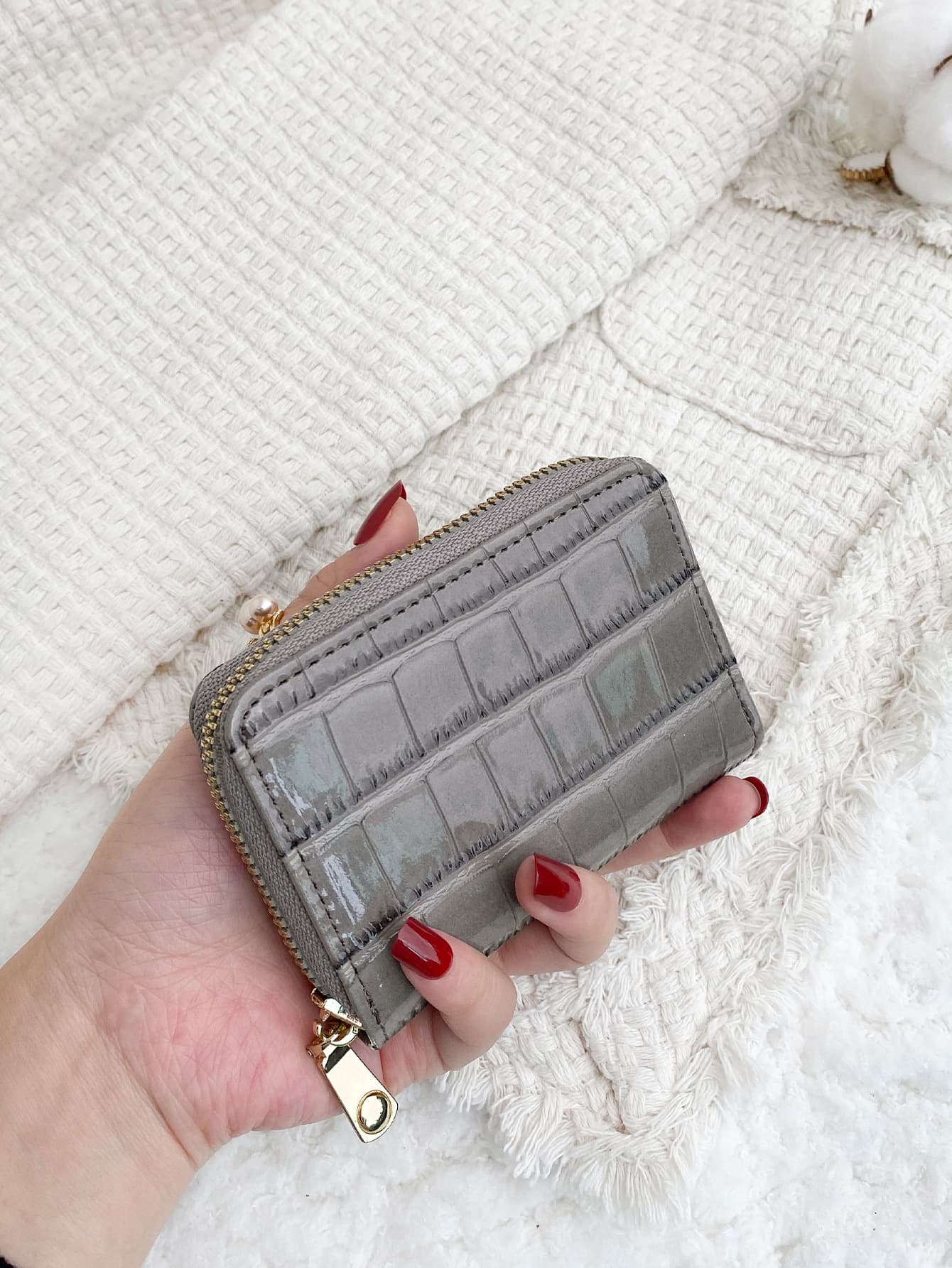 Crocodile Embossed Flap Stone Embossed Zipper Around Small Wallet Multi-Card Card Organizer For Storage Cards Lightweight Multi Layer Portable ID Card Card Malist Fashion Modern For Anniversary For On Valentine Day For Birthday Gift For Gift For Couple For Girls For Lady For Female Bag School Supplies For School Dorm Room & Back To School Gift Card Holder Wallet Business Card Holder Credit Card Holder Women For Women Wallet Mini Wallet Purse Wallet Card Wallet