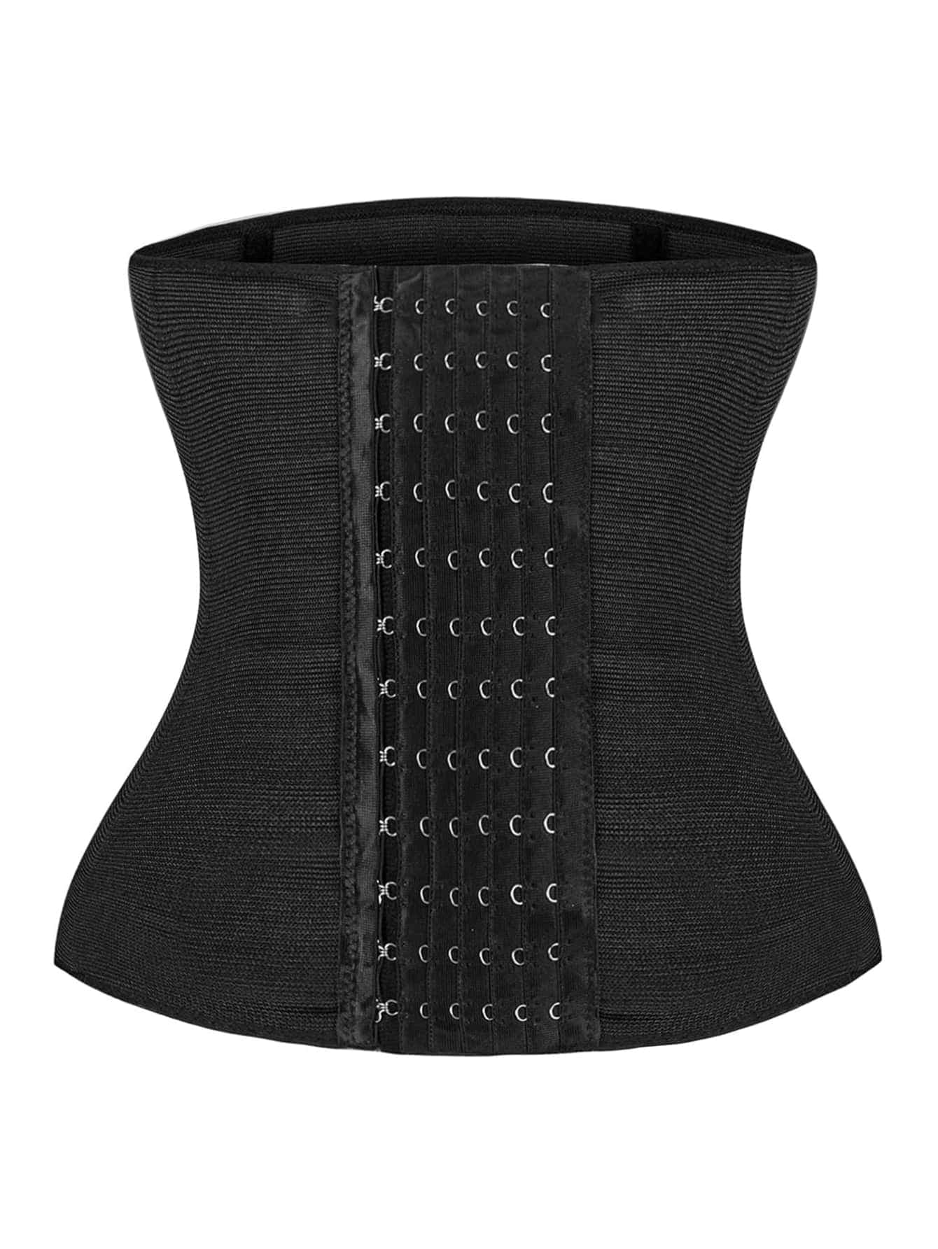 Myrelith Women's Black Plain High Stretch Fabric Button Front Waist Trainer