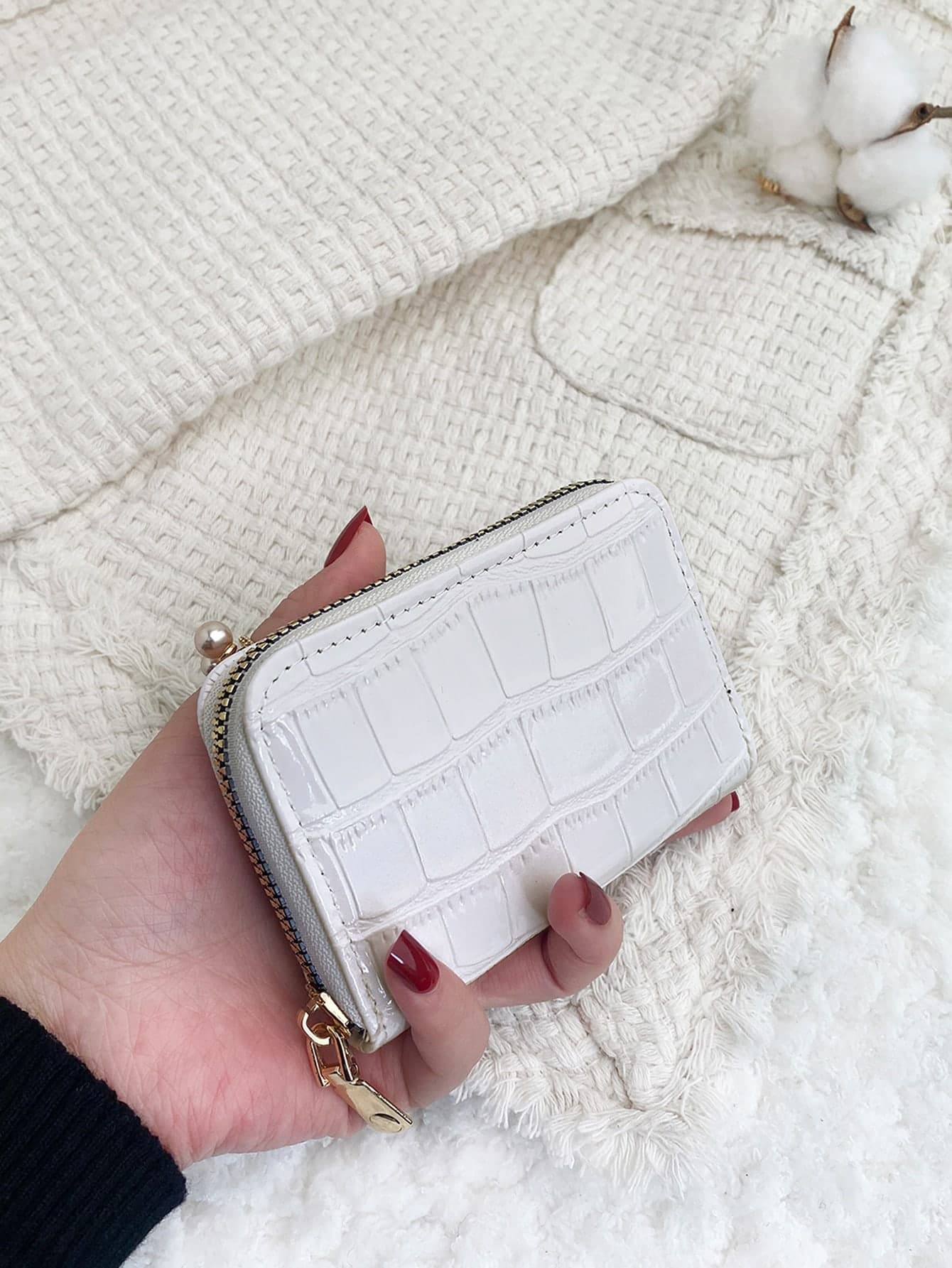 Crocodile Embossed Flap Stone Embossed Zipper Around Small Wallet Multi-Card Card Organizer For Storage Cards Lightweight Multi Layer Portable ID Card Card Minimalist Fashion Modern For Anniversary School Supplies Teacher Gifts Back To School Card Holder Wallet Business Card Holder Credit Card Holder Women Wallet Mini Wallet Purse Wallet Card Wallet