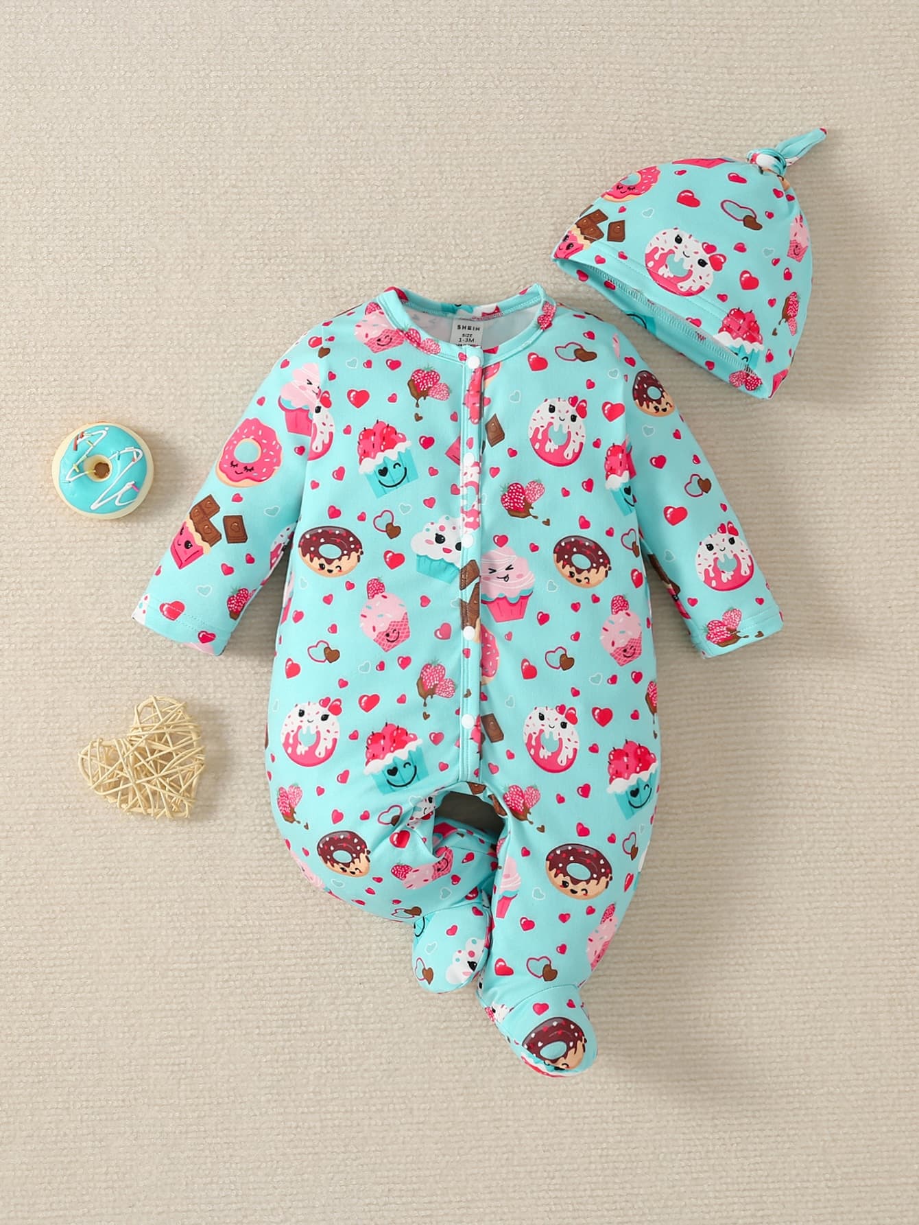 SHEIN Baby Girl Cartoon Graphic Footed Sleep Jumpsuit