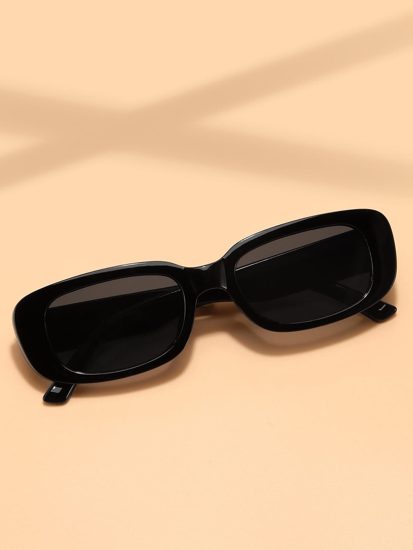 Unisex Black Rectangular Minimalist Sunglasses For Fishing, Travel, Sports, Driving And Beach