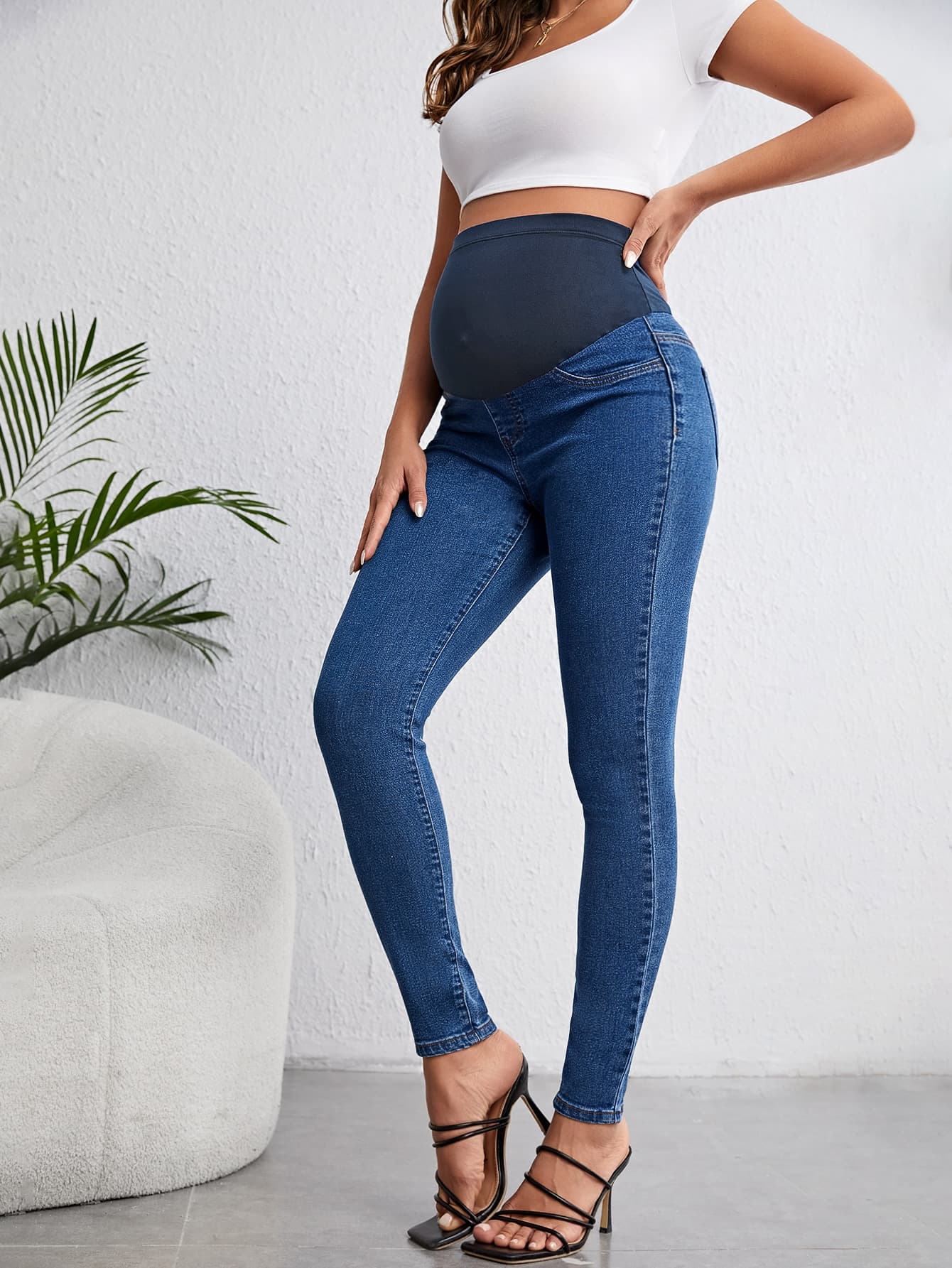 SHEIN Maternity Adjustable Waist Skinny Jeans