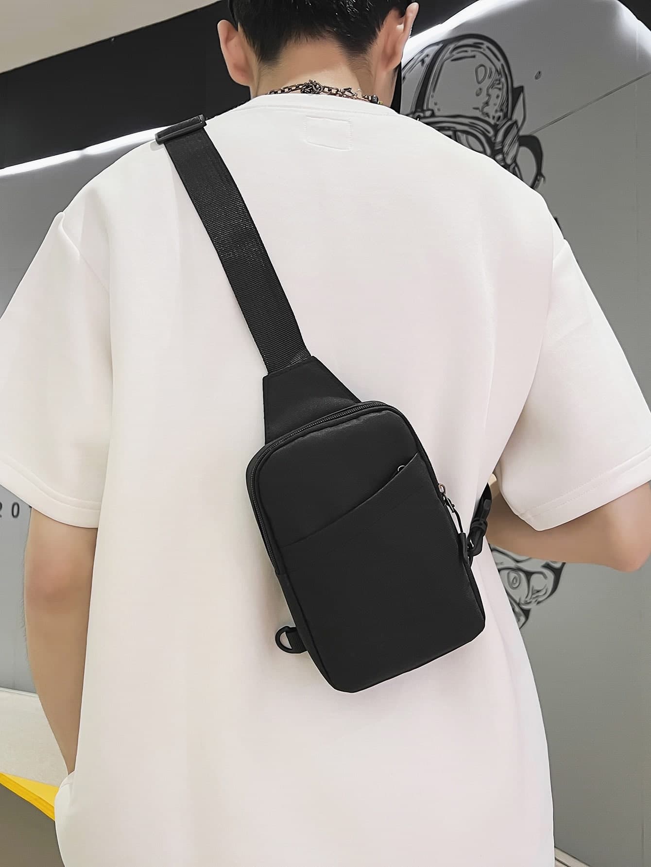 Fashionable Minimalist Solid Color Adjustable Strap Zipper Closure Multi-Functional Waterproof Oxford Cloth Shoulder Chest Bag, Small Square Messenger Bag, Sling Bag For Men, Peach Tree Christmas Men Bag Vacation Travel Essentials Dad Gifts Black Bag Holiday Essentials Fanny Pack Bags Summer Back To School The Sporty Life Summer Bag Spring Break Bag Pack Belt Bag Waist Bag School Supplies Purse Side Bags For Men Belts New Life Items For Students Men Essentials Purse Essentials Graduation Pouch Waterproof Backpack Festival Phone Bag, Thigh Bag, Camping, Camping, Hiking Bag