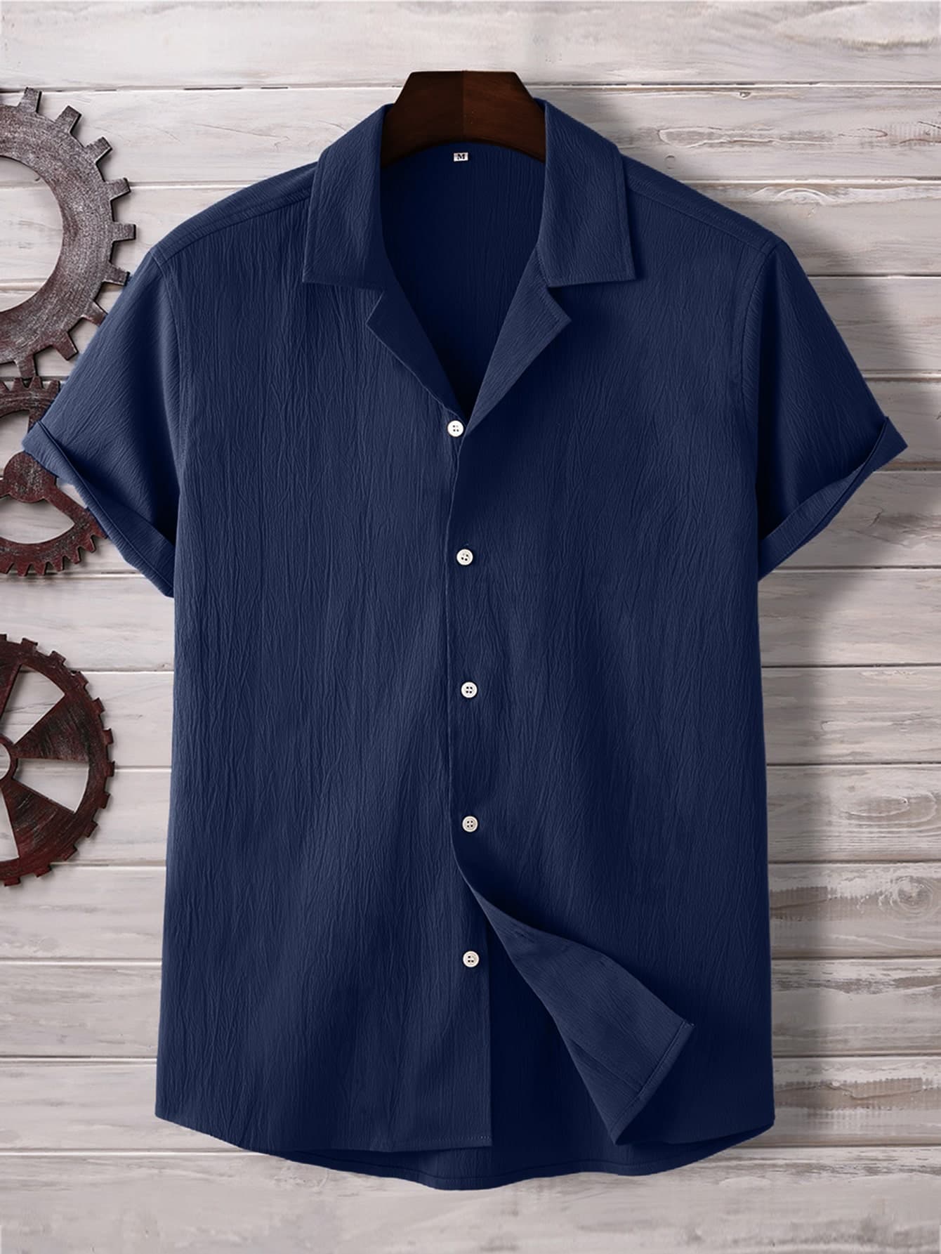 Manfinity Homme Men Lapel Collar Button Front Shirt, Old Money Style, Formal