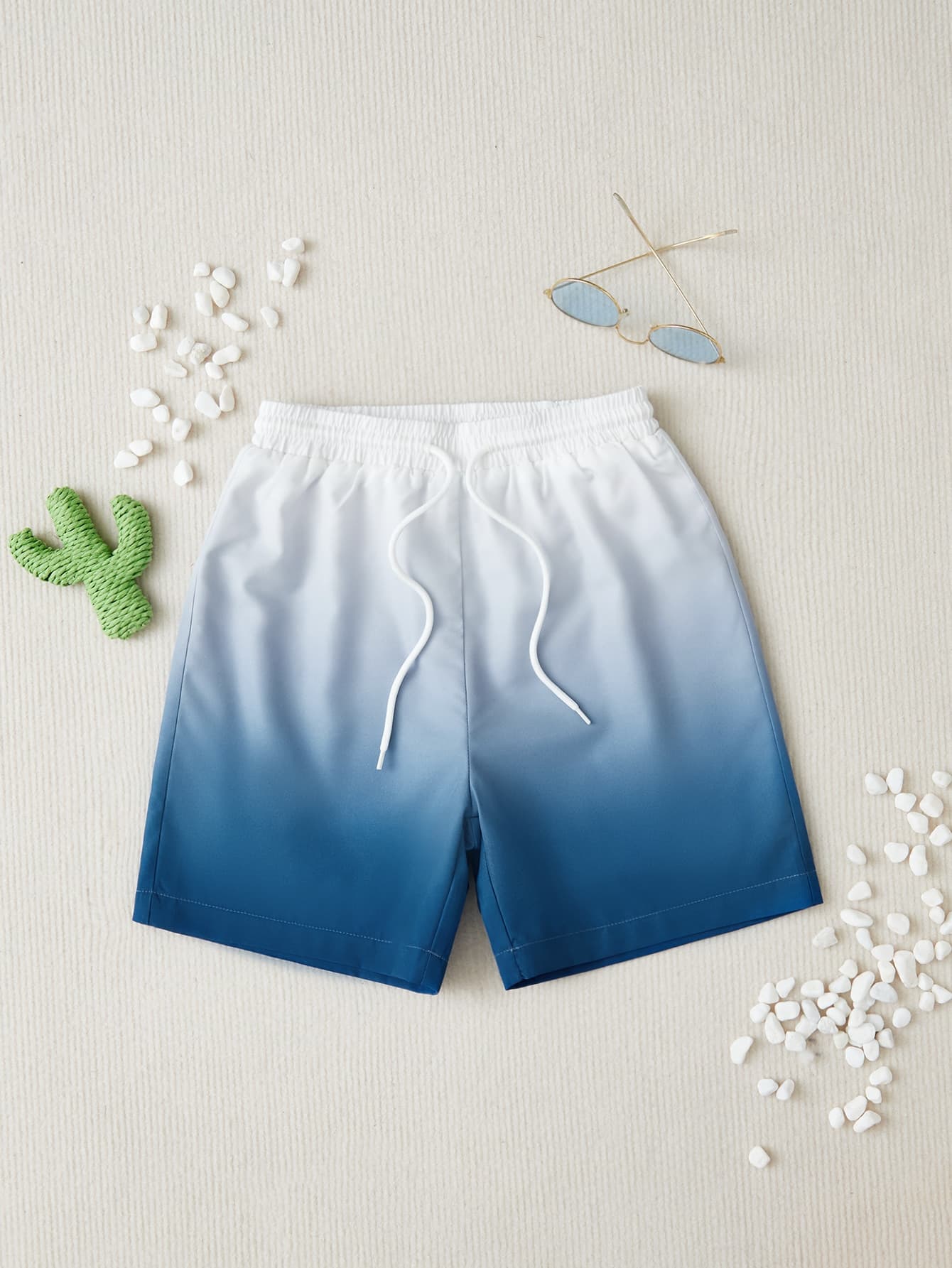 SHEIN Tween Boy Ombre Drawstring Waist Swim Shorts