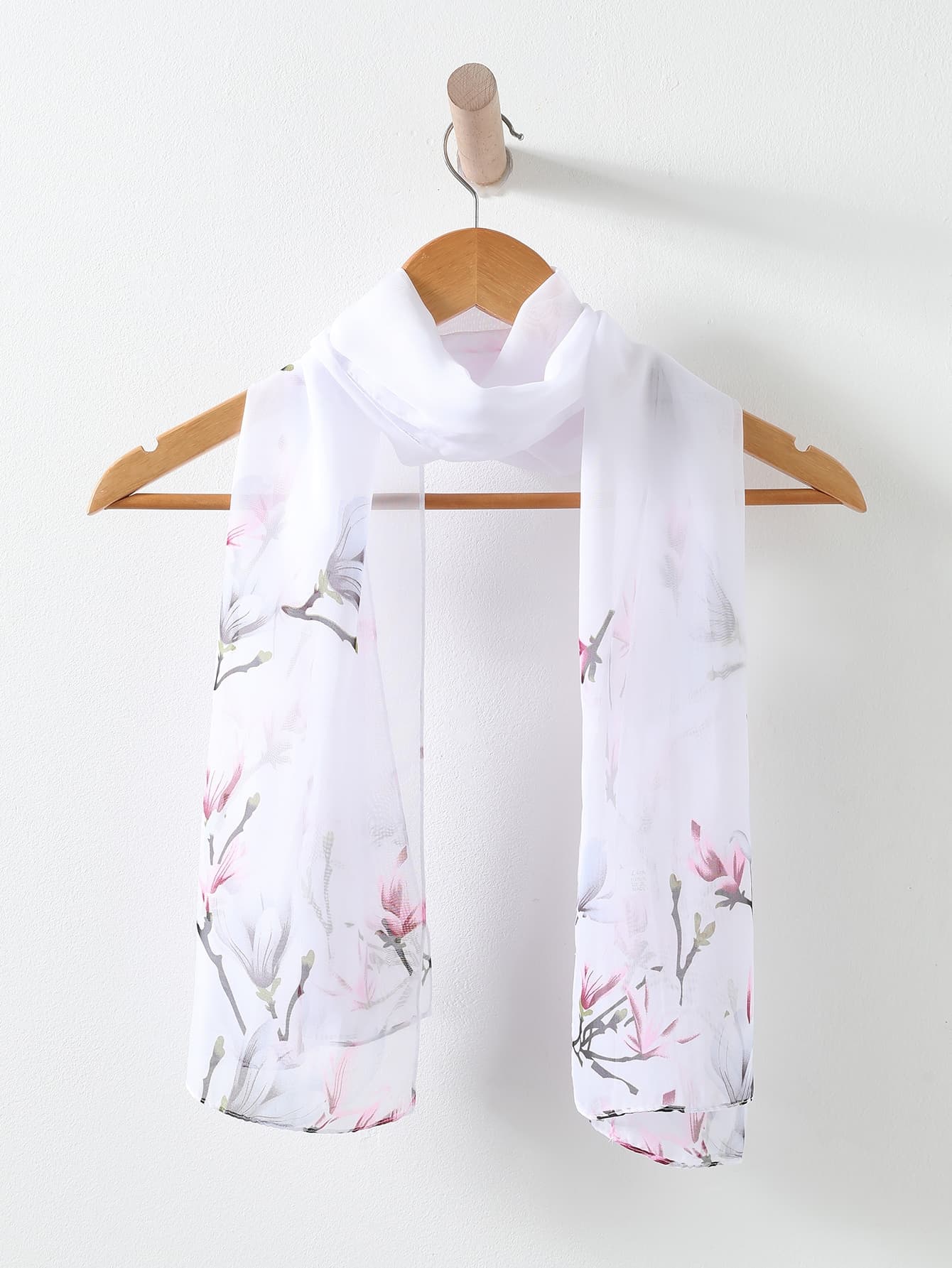 1pc Floral Print Scarf Flower Plant Scarf Ideal For Going Out & Dressing Up Your Look Elegant
