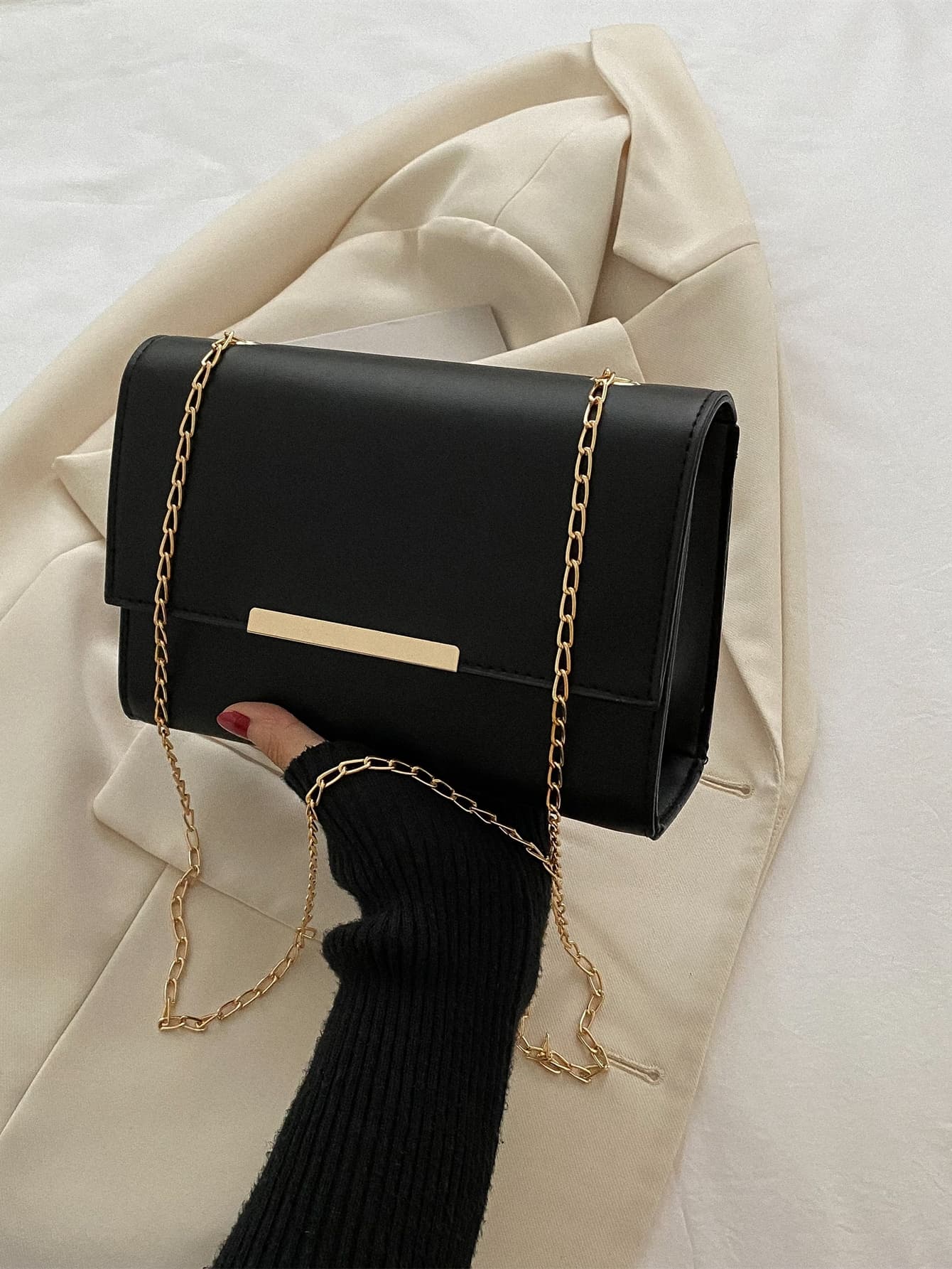 New Popular Small Square Bag With Chain Strap, Simple Solid Color Women's Crossbody Bag With Retro Casual Shoulder Bag, 2021 , Old Money