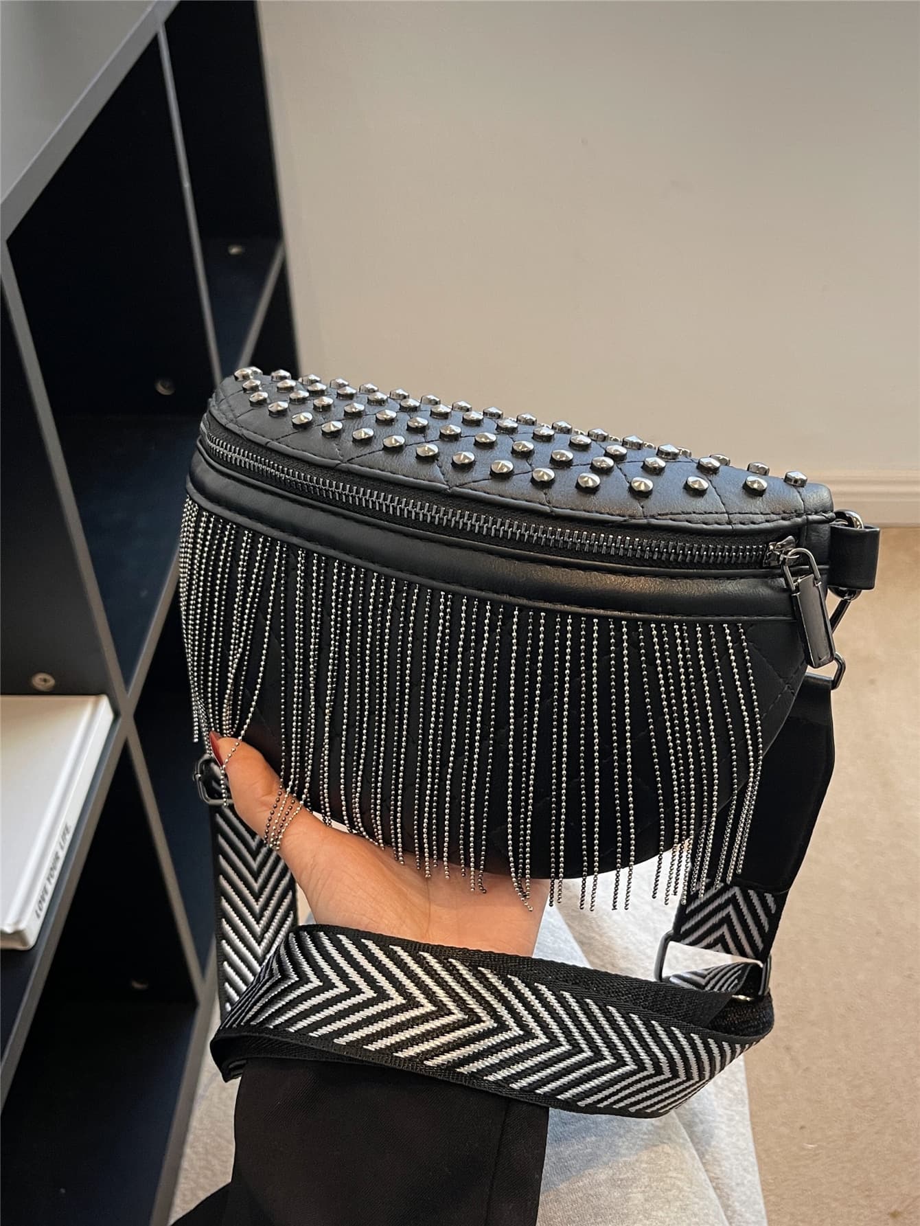 Small Fanny Pack Studded & Fringe Decor