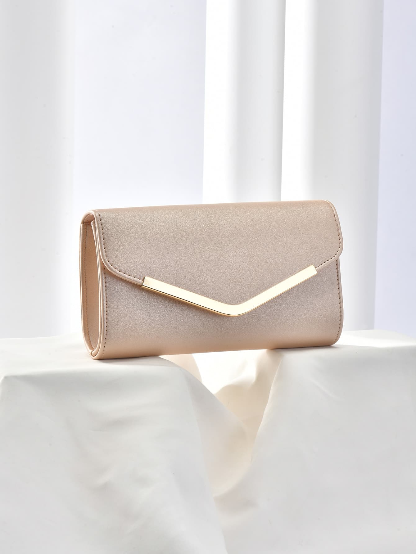 Minimalist Flap Square Bag Metal Decor Small For Party, Fashionable Clutch Bags For Woman