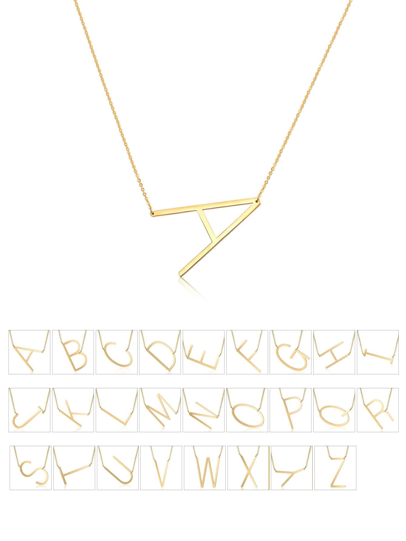 1pc Letter Pendant Necklace, Stainless Steel Jewelry
