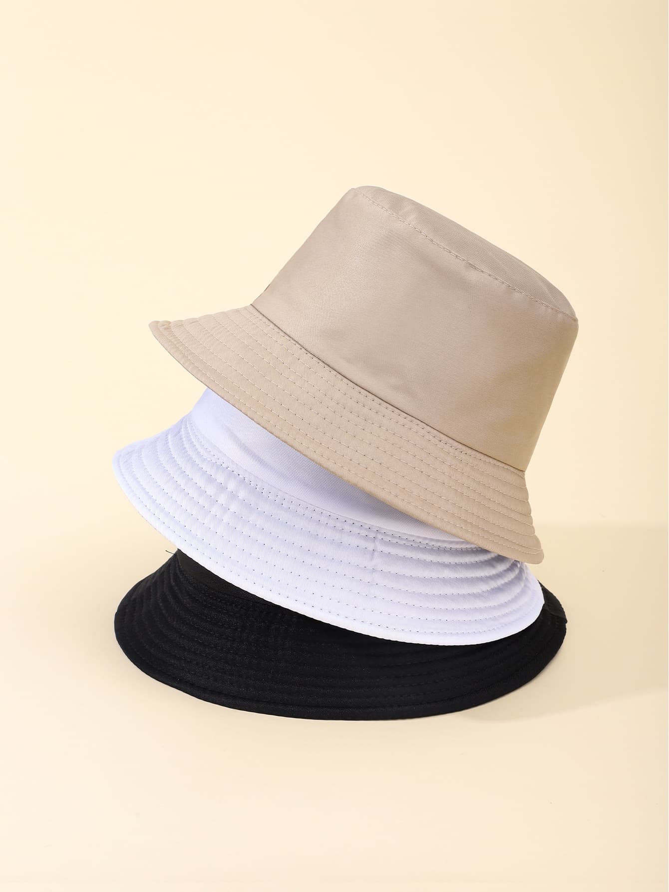 3pcs Solid Bucket Hat