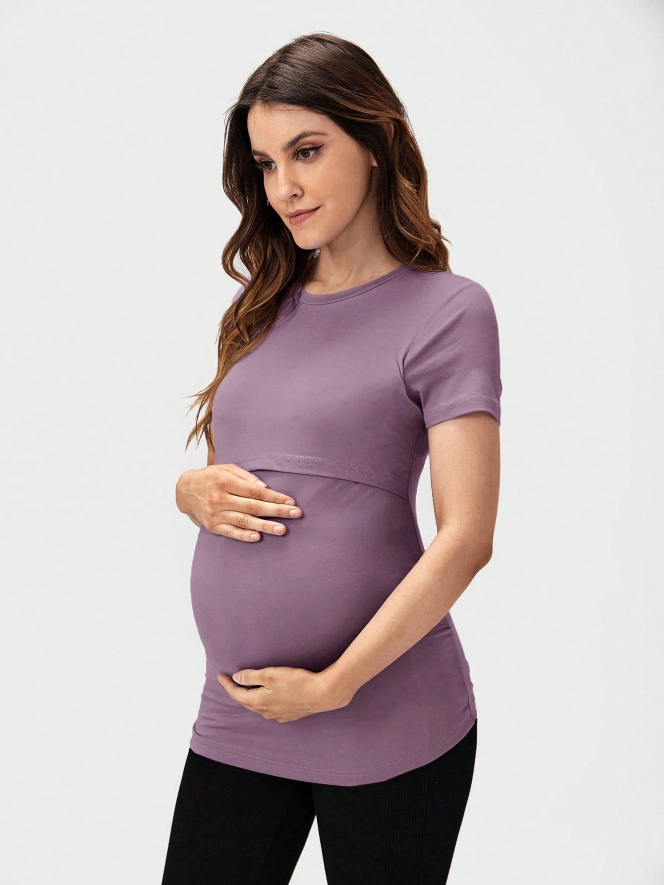 SHEIN Maternity Solid Nursing Tee World Cup