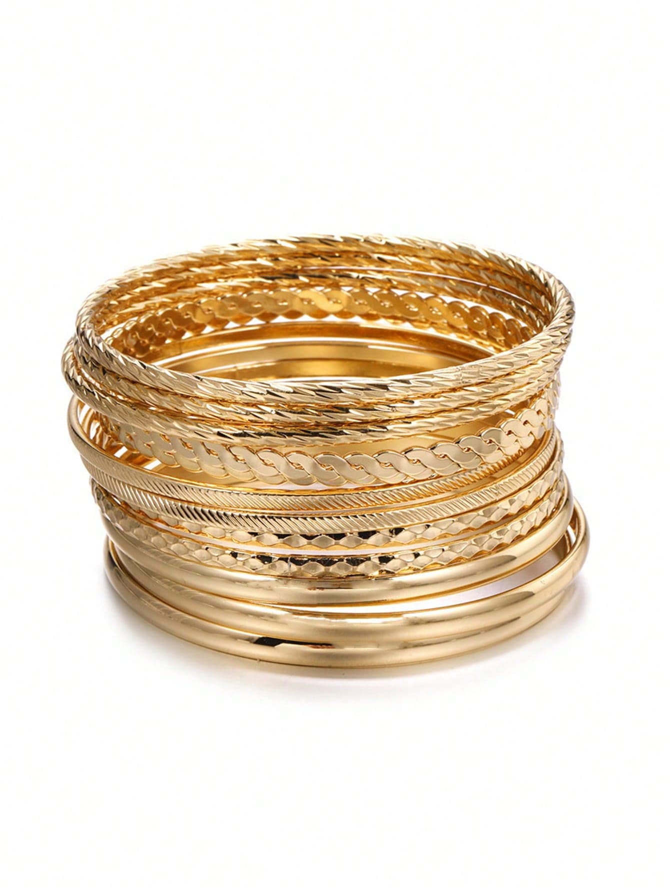 12pcs Textured Metal Bangle