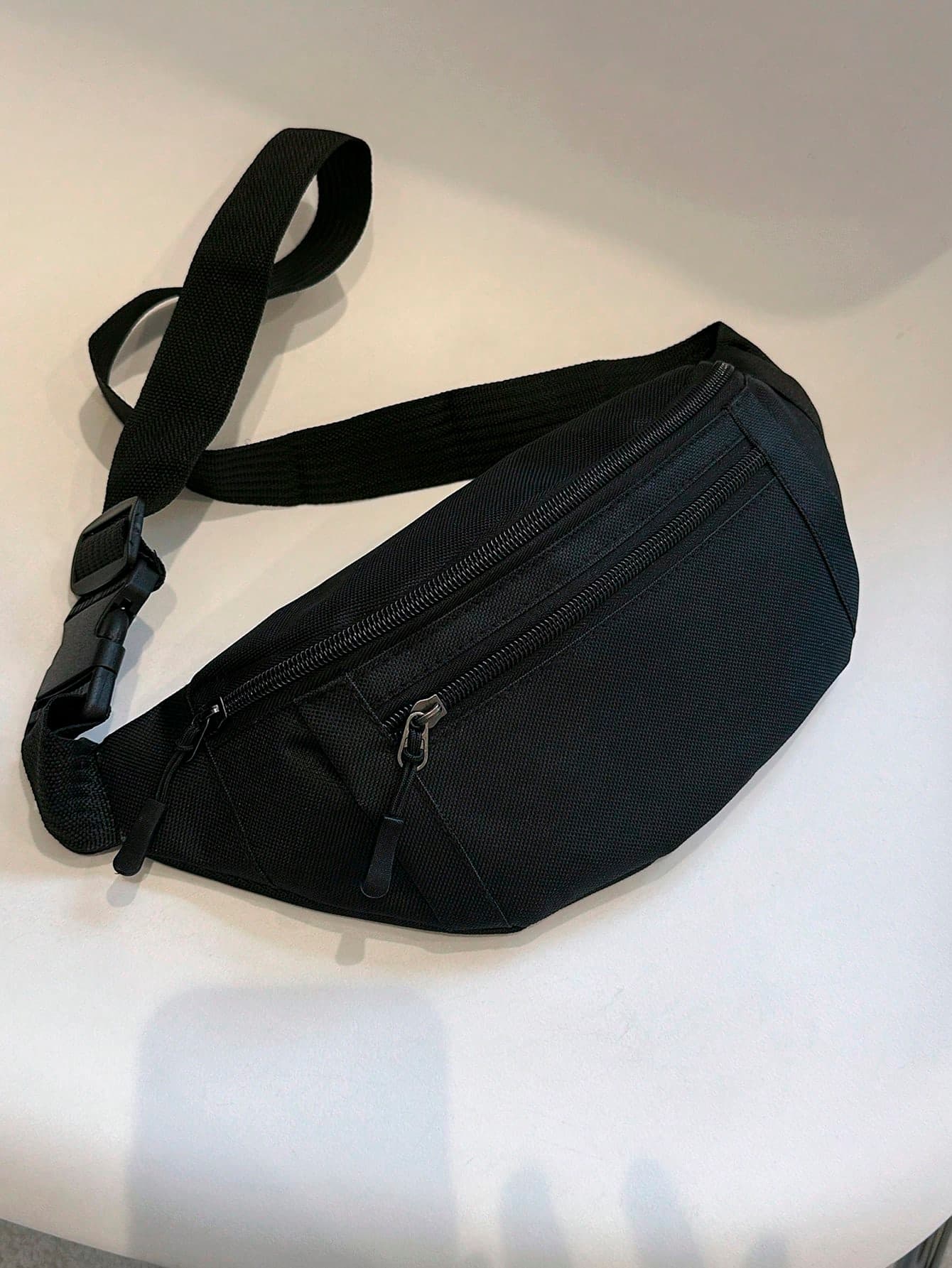 Medium Fanny Pack Zip Front Waterproof Release Buckle Design, Preppy Bum Bag For The First Day Of School , Beach