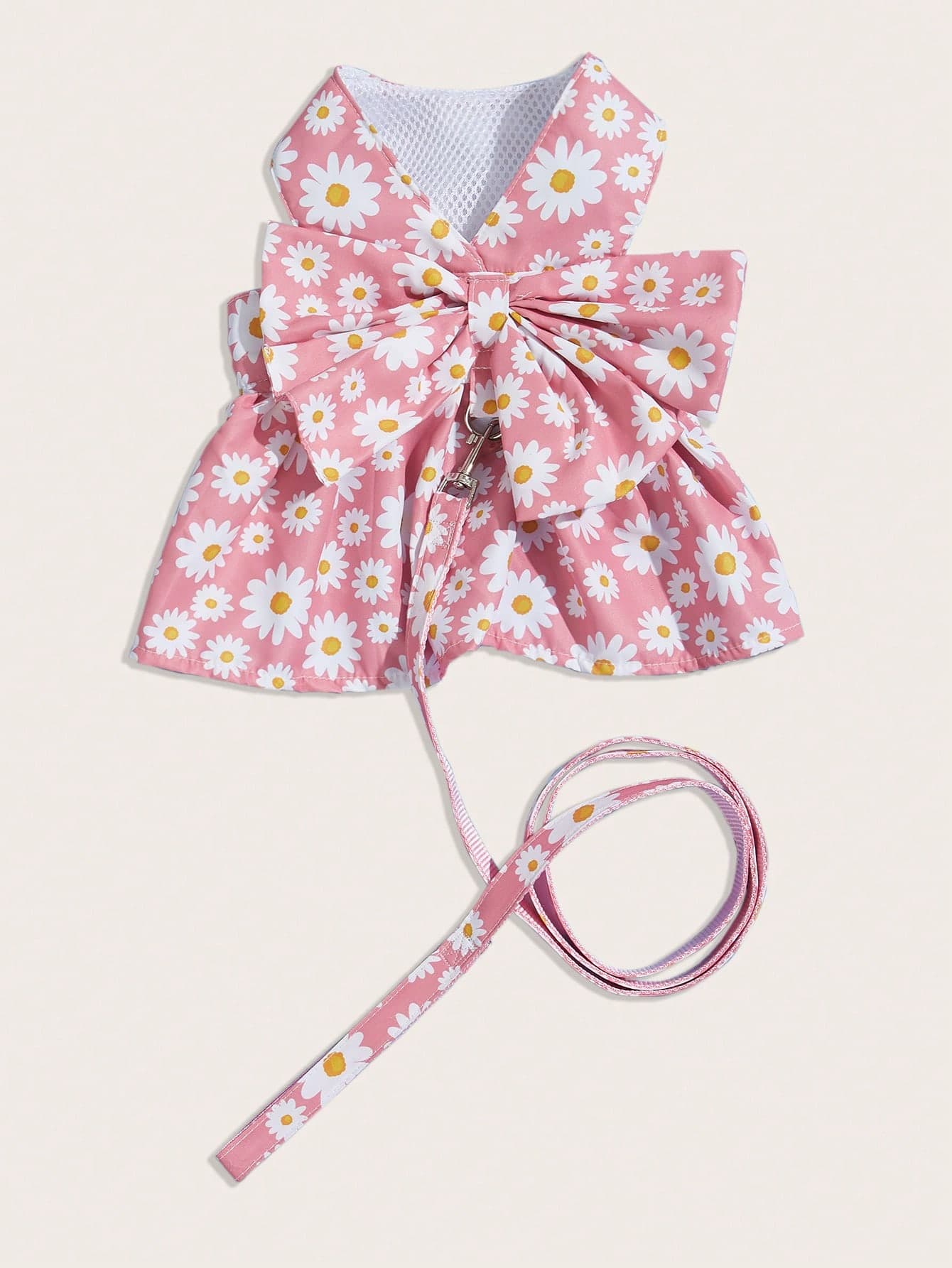 PETSIN 1pc Flower Print Pet Dress & 1pc Pet Leash For Dog For Outdoor