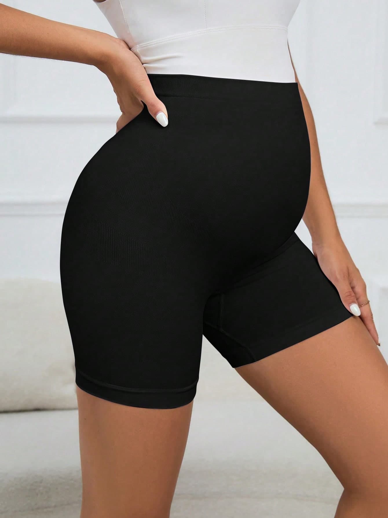 SHEIN Maternity High Waist Solid Biker Shorts
