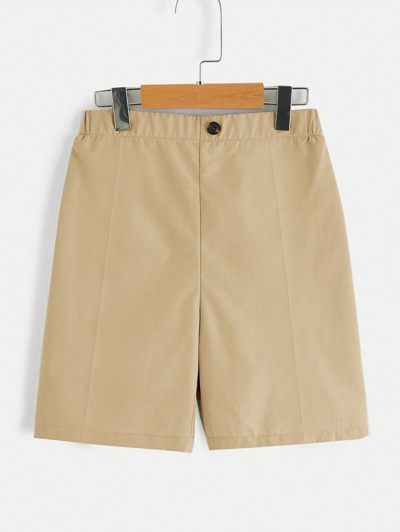 SHEIN Tween Boy Summer New Casual Solid Color Button-Front Shorts