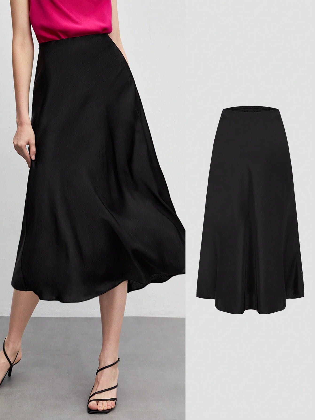 BizChic Women's Basic Black A-Line Skirt, Suitable For Urban Commute, Business, Casual, Office Wear, Elegant Women's Formal Attire