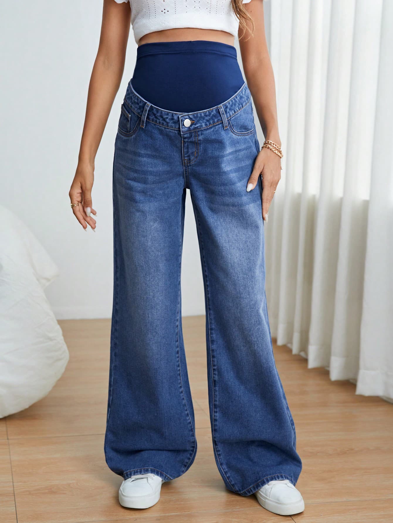 SHEIN Maternity Wide Leg Jeans