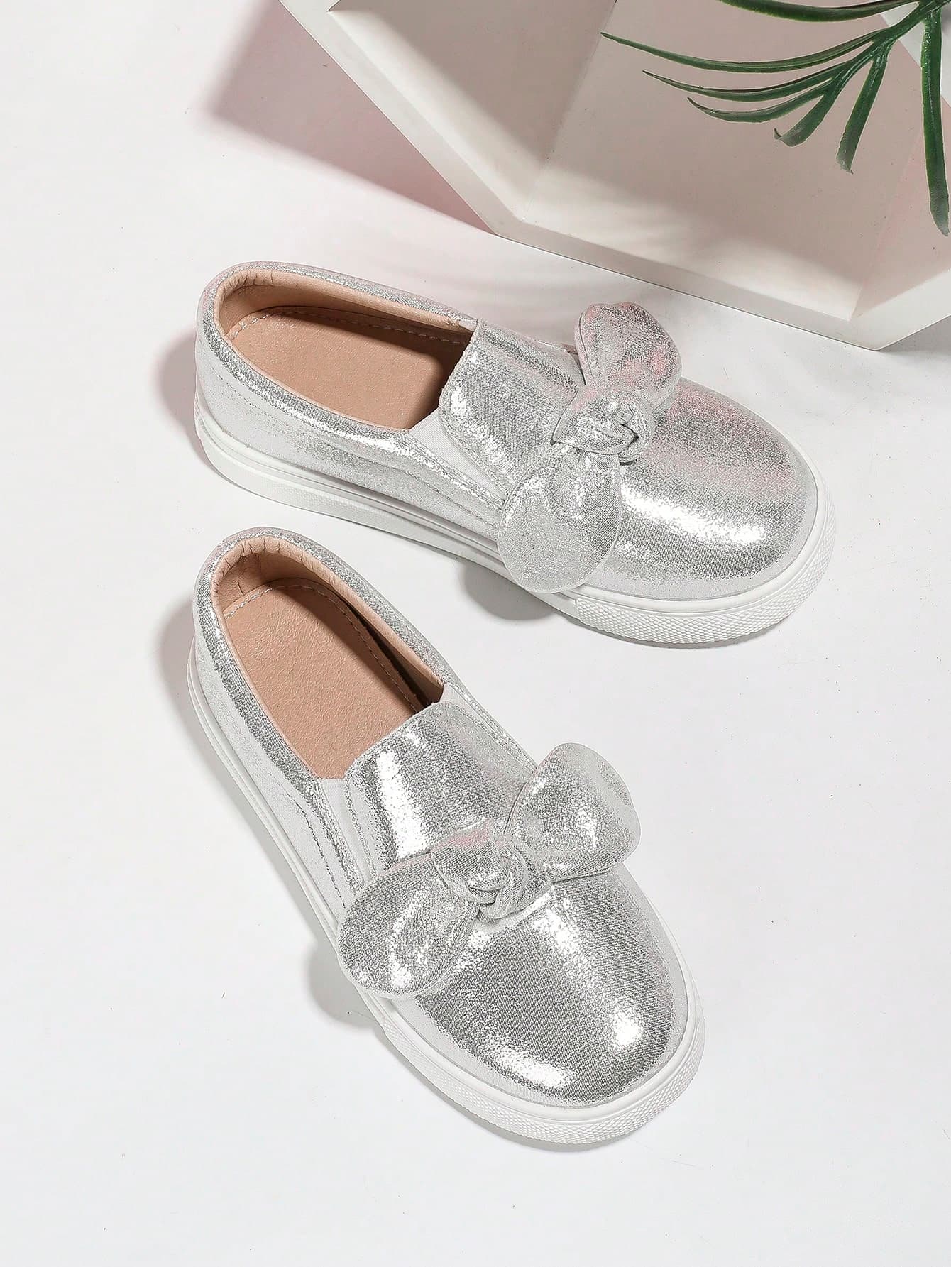 New Arrival Fall Winter Fashionable Silver Casual Loafers Slip-on Shoes With Soft Sole & Comfortable Design For Big Kids' Outdoor Activities