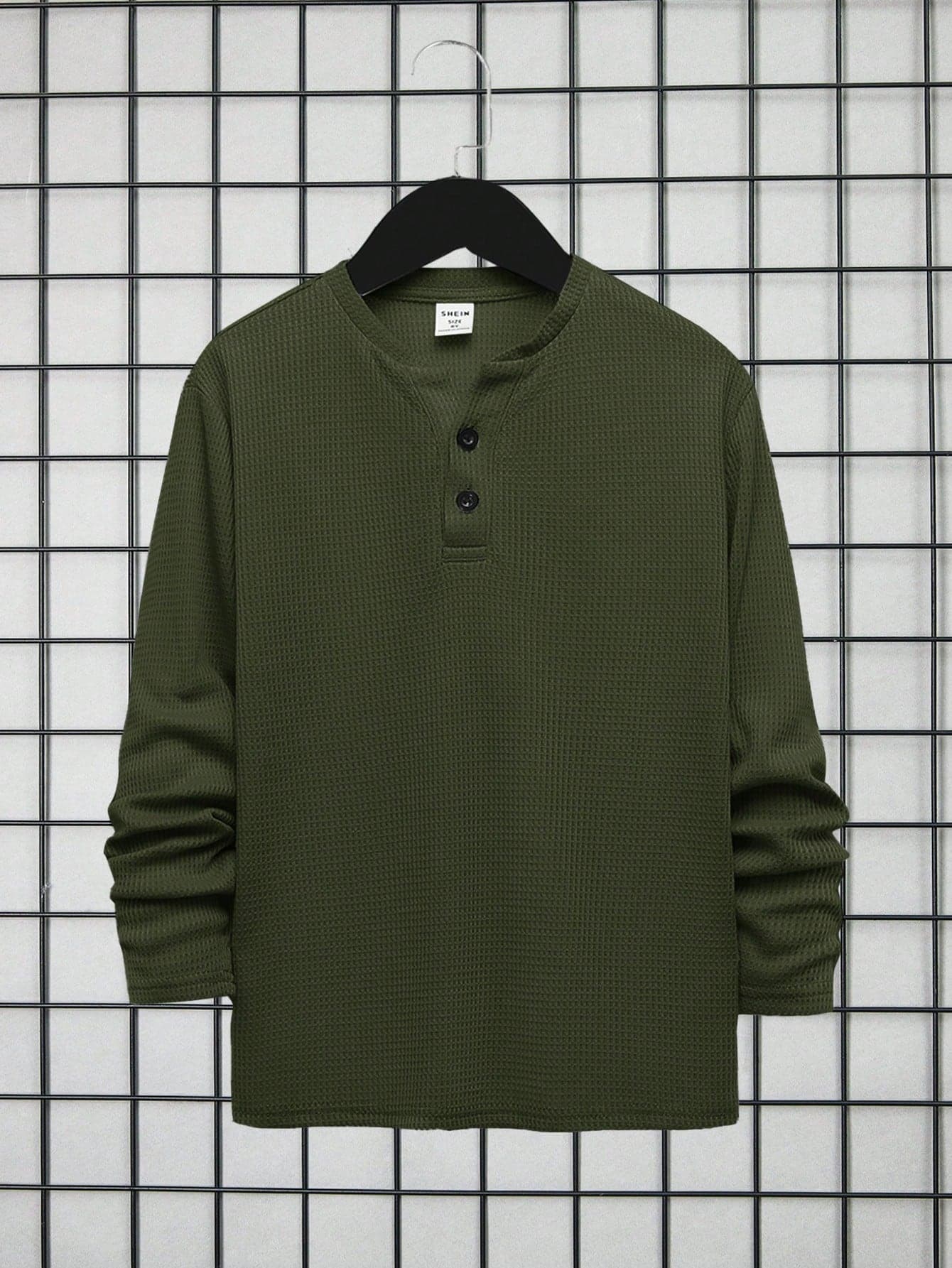 SHEIN Tween Boy Solid Button Detail Tee