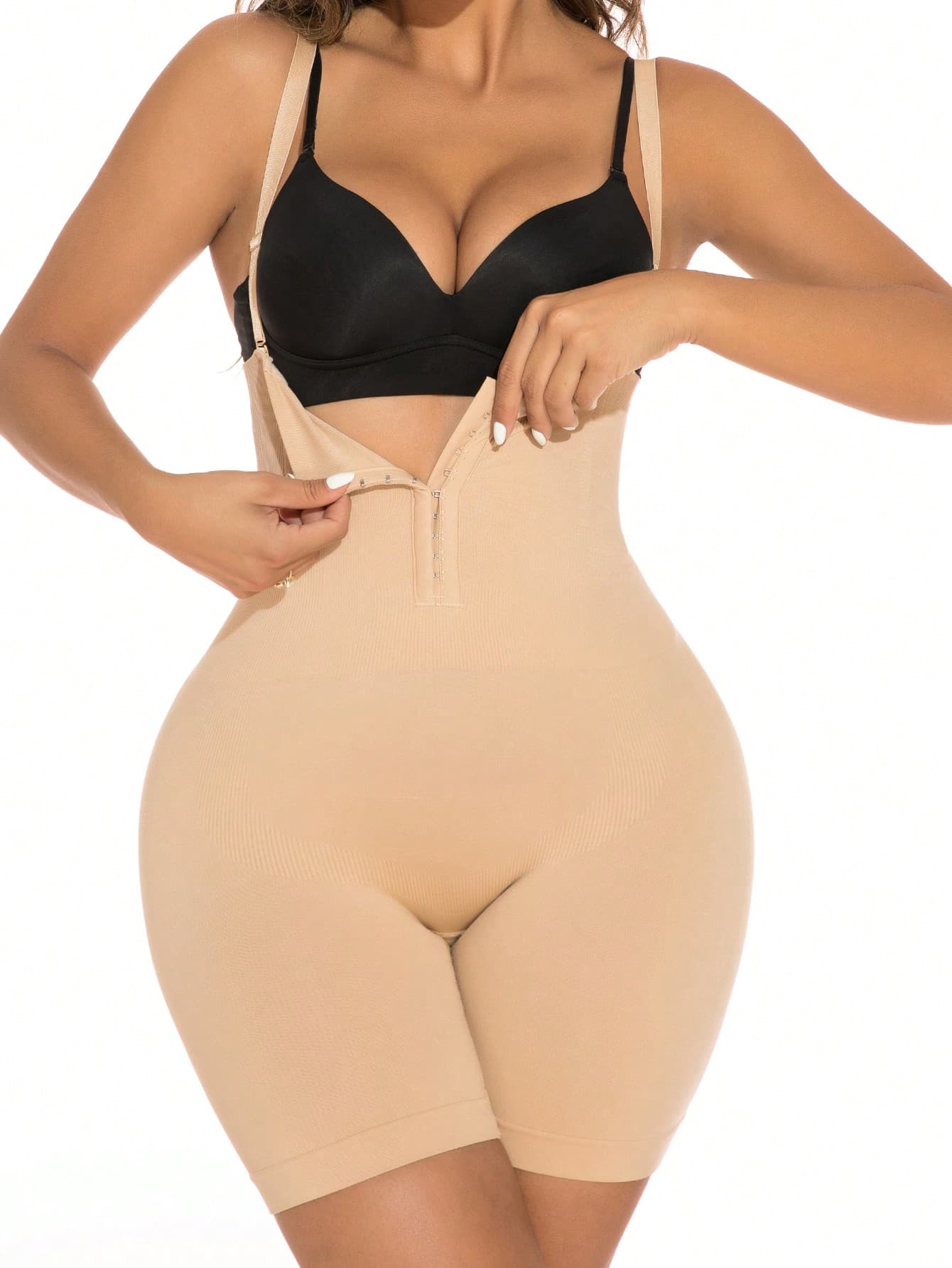SHEIN Hook And Eye Shapewear Romper Without Liner