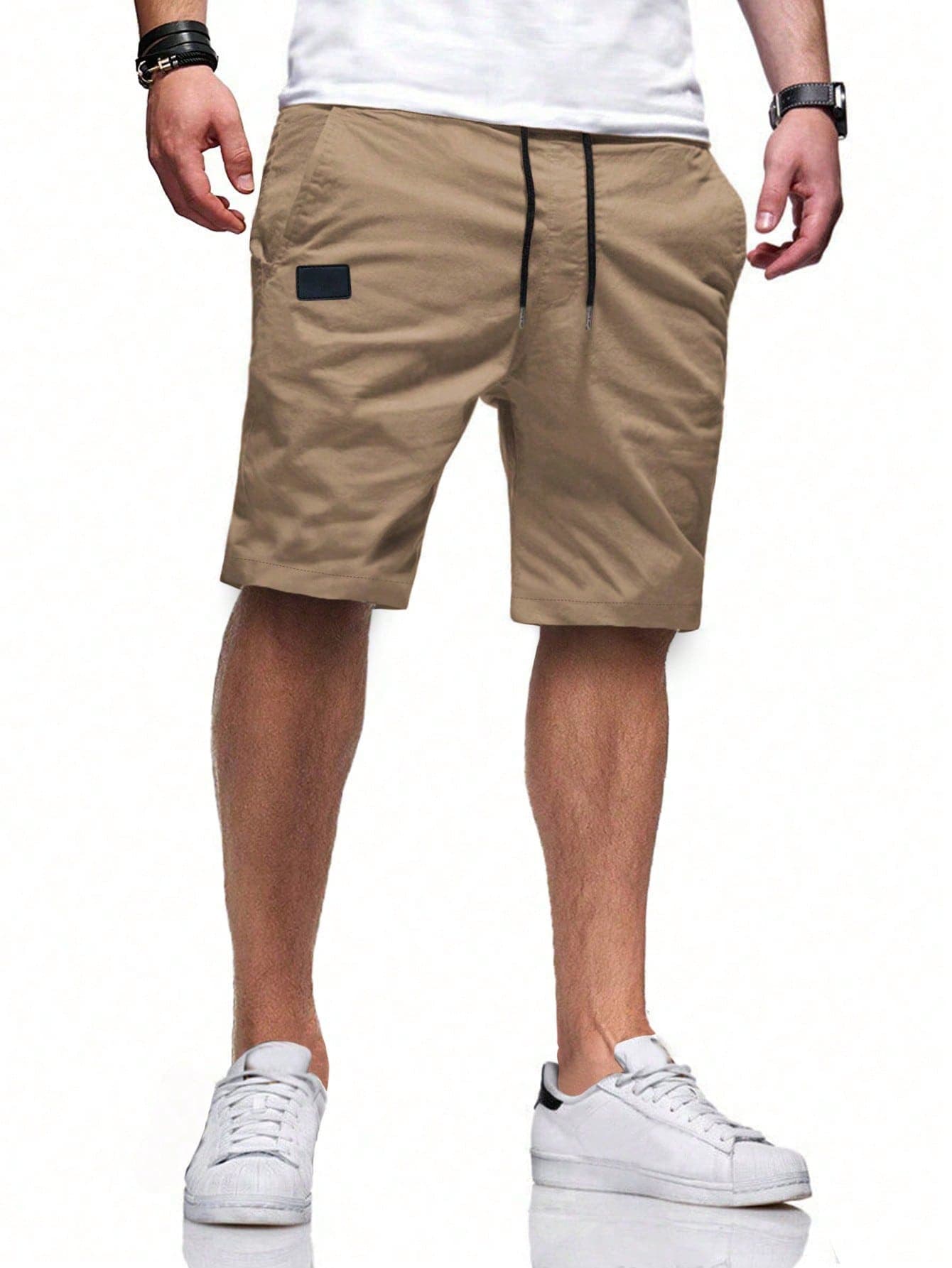 Manfinity Homme Loose-Fit Men's Drawstring Waist Shorts With Slant Pockets